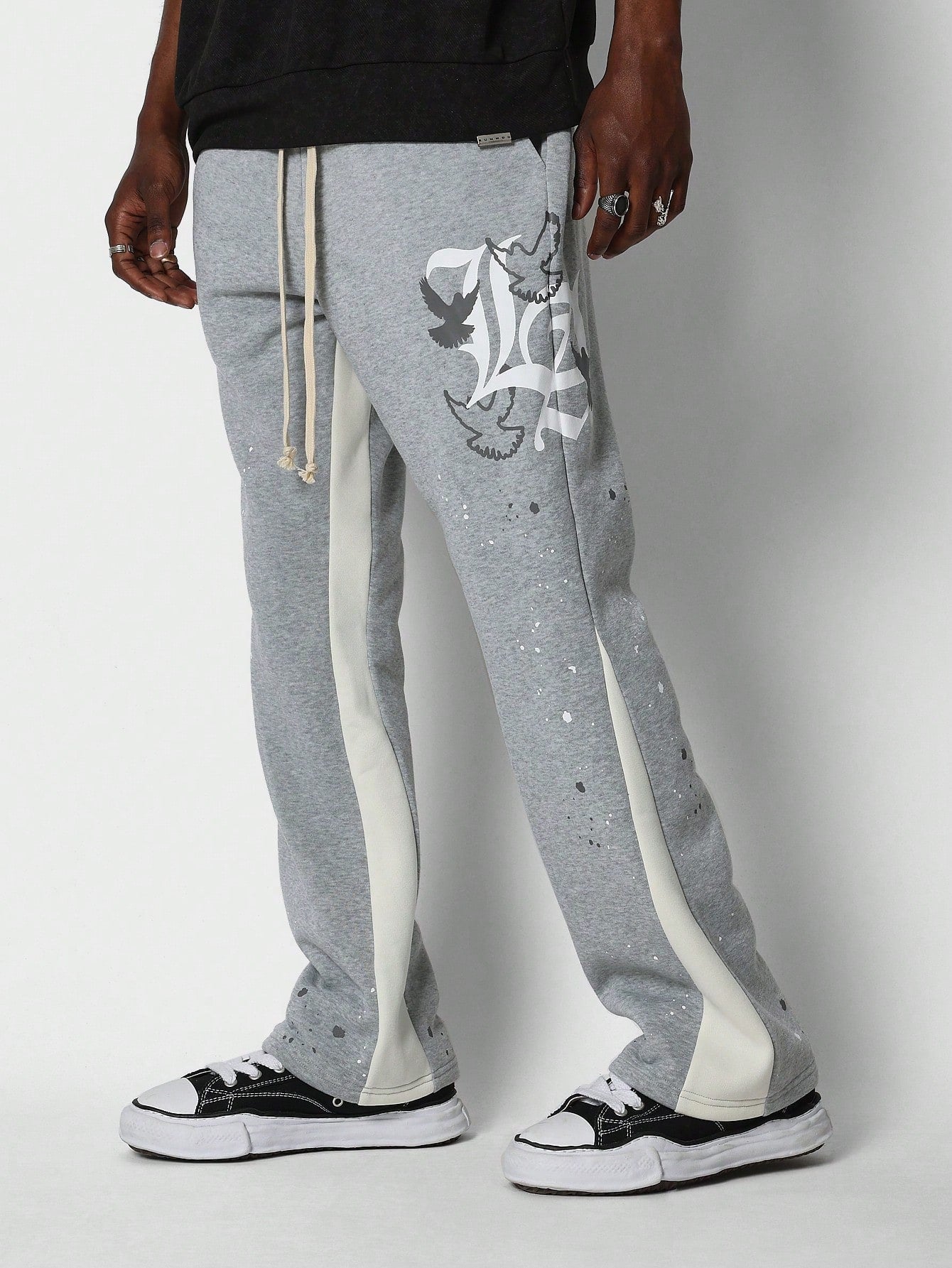 Flare Fit Colour Blocked Jogger Pant With Front LA Graphic