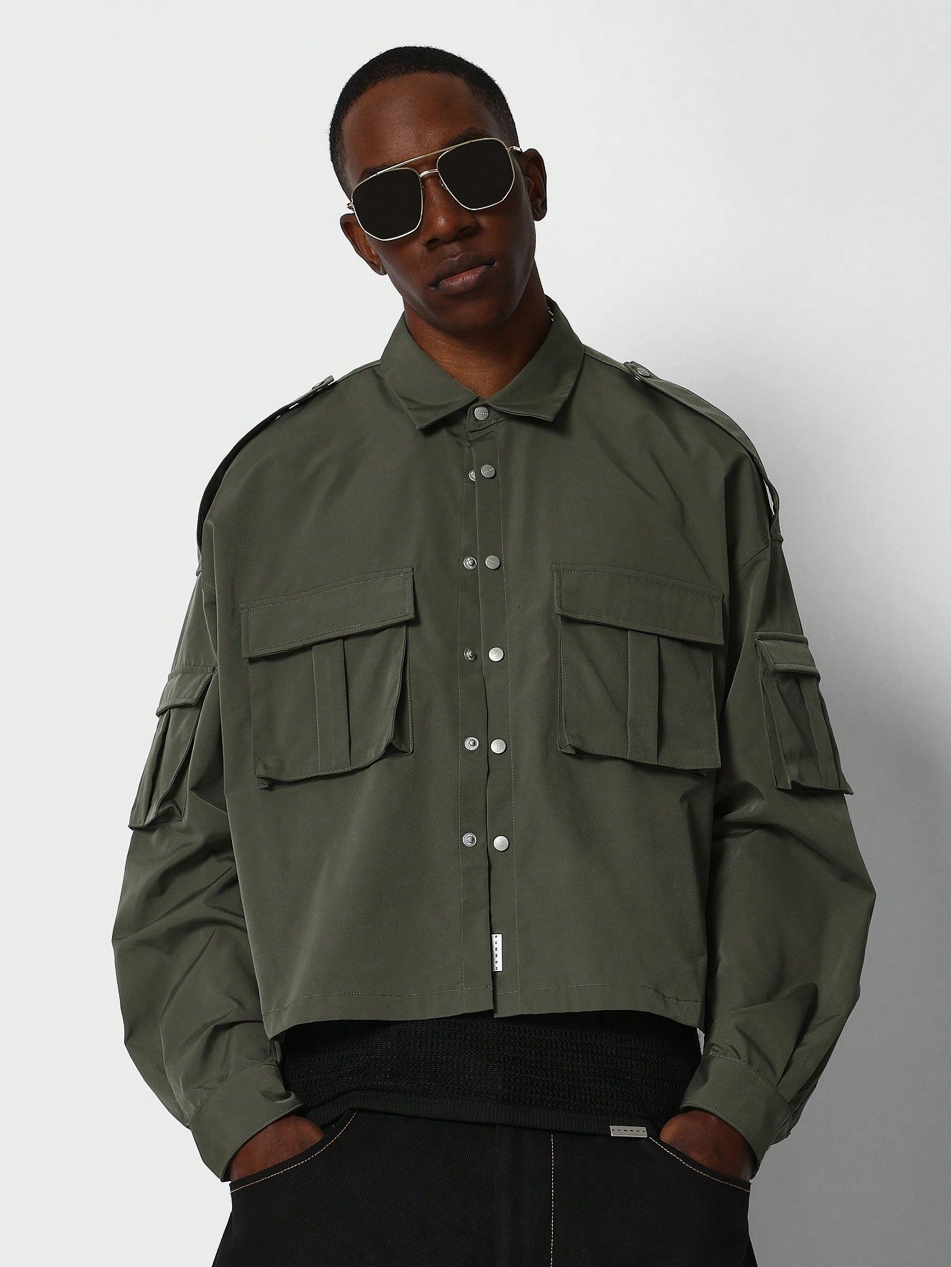 Crop Fit Nylon Utility Shirt