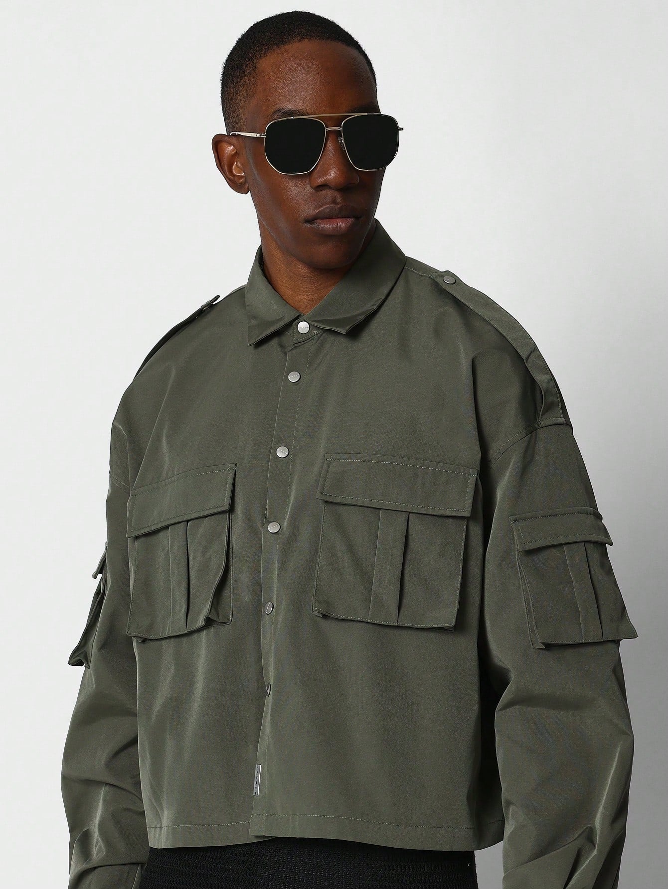 Crop Fit Nylon Utility Shirt