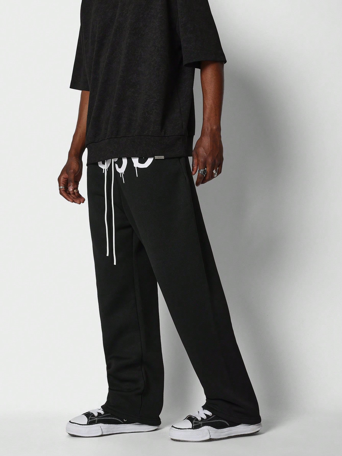 Loose Fit Baggy Drop Crotch Jogger With Front Graphic Print