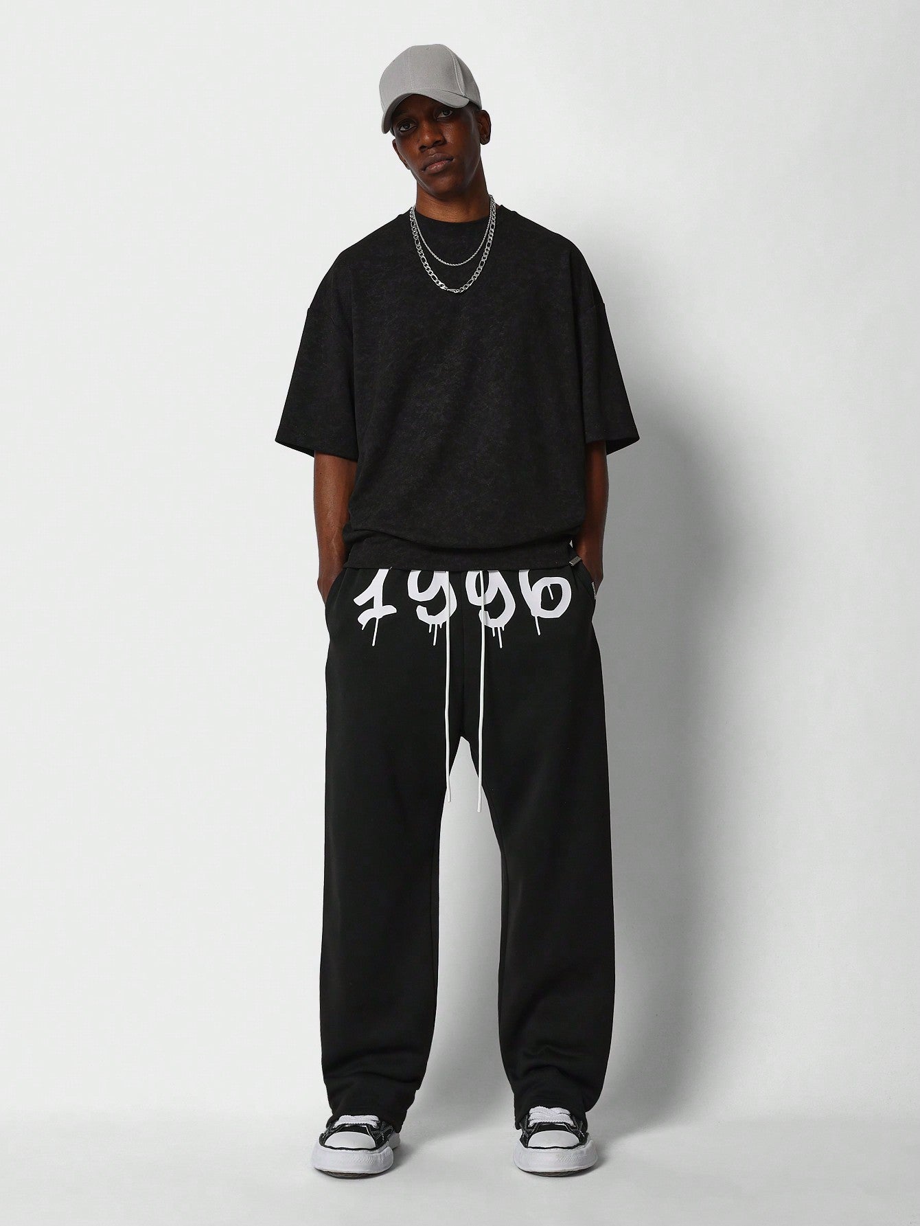 Loose Fit Baggy Drop Crotch Jogger With Front Graphic Print