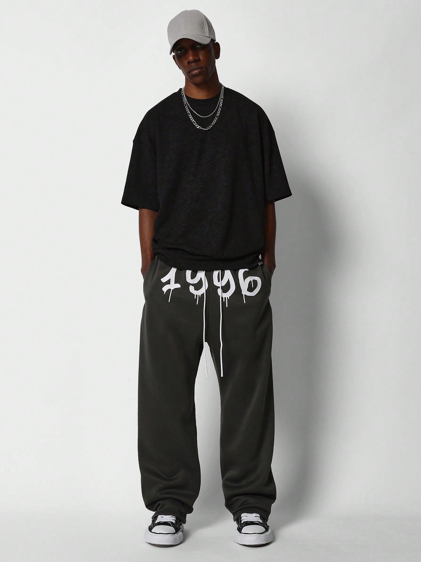 Loose Fit Baggy Drop Crotch Jogger With Front Graphic Print