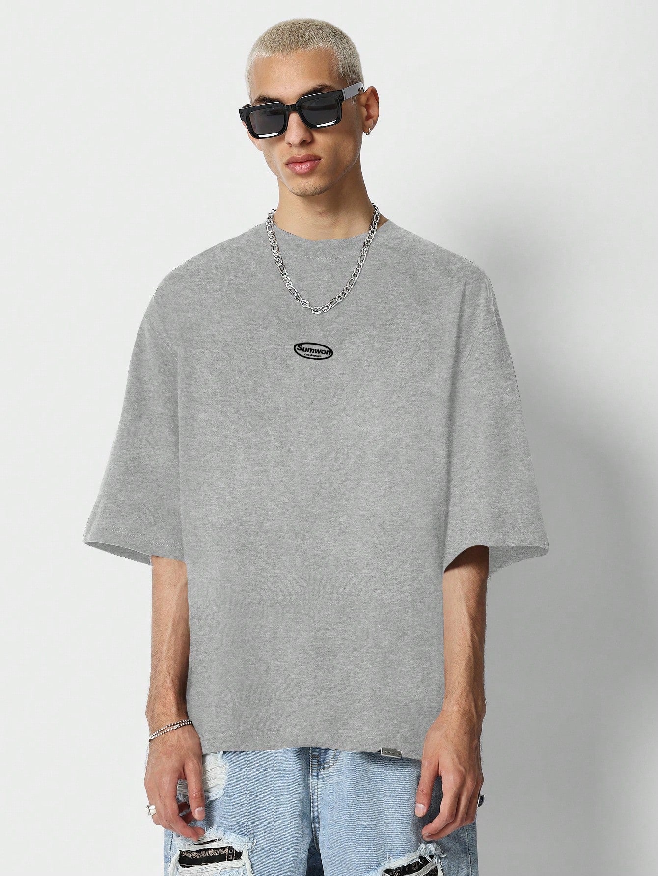 Drop Shoulder Oversized Fit Tee With Number Graphic Print