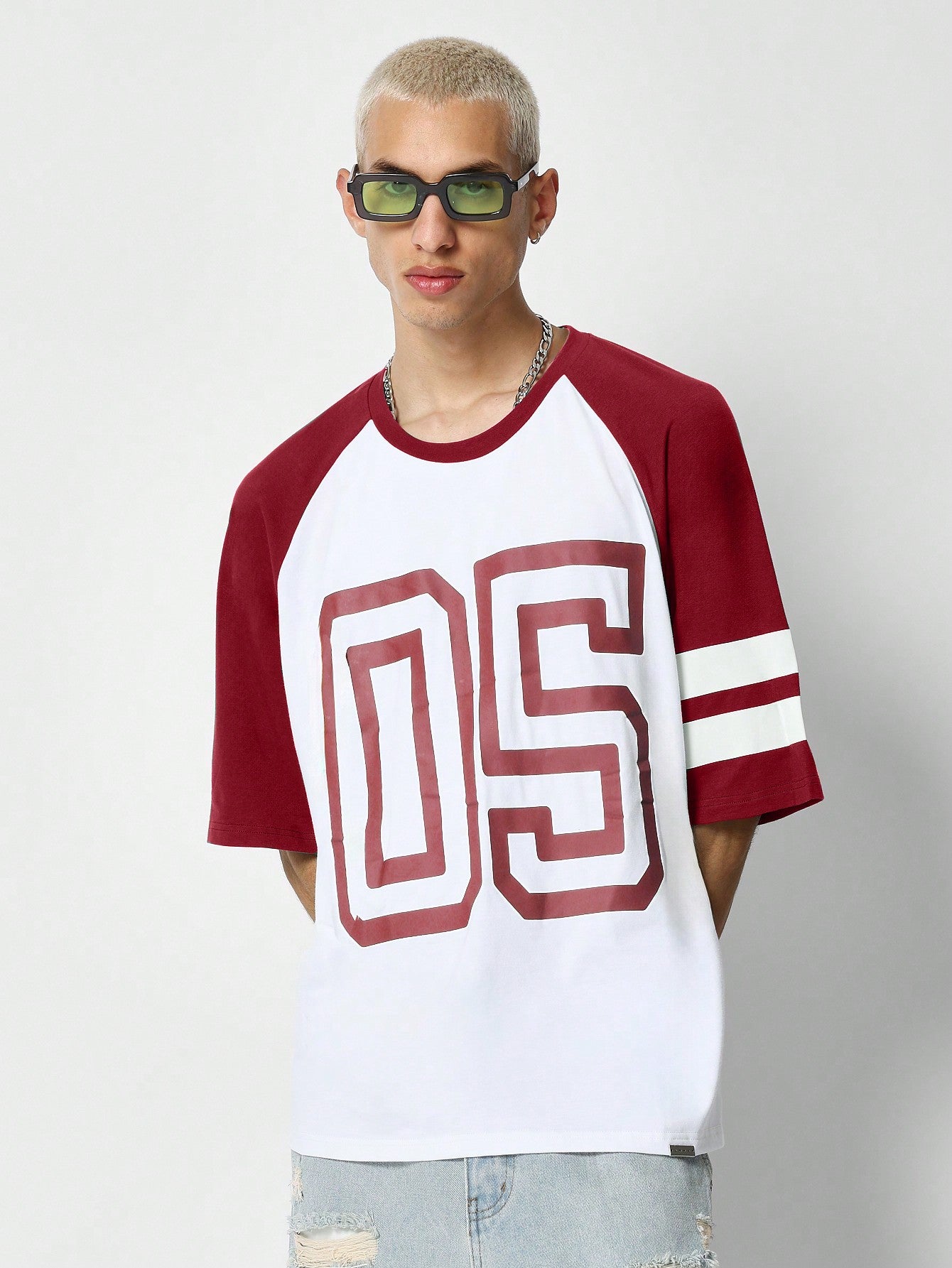 Raglan Tee With Front Number Graphic Print