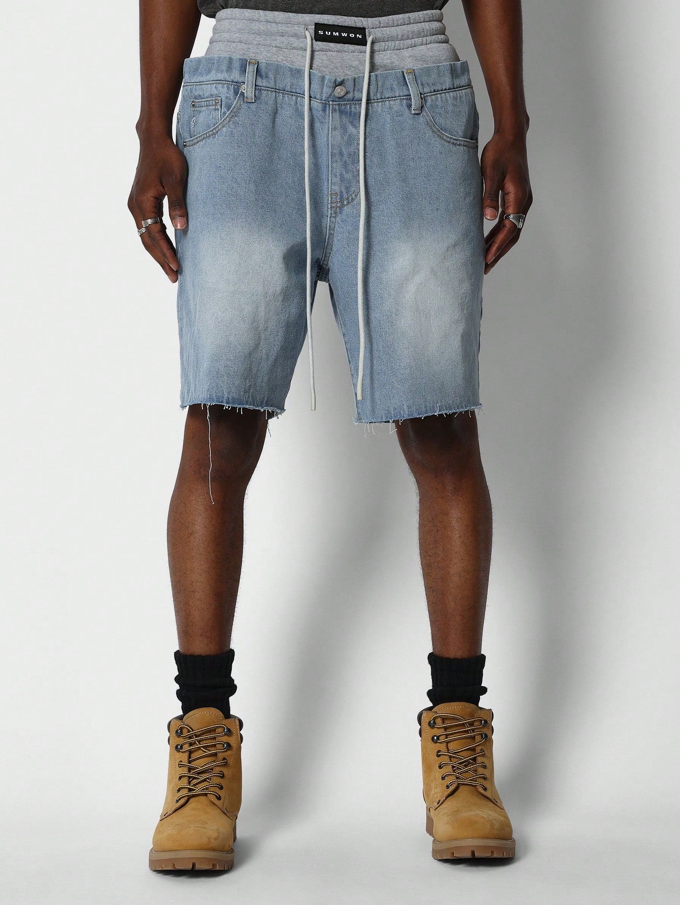 Denim Double Waistband Short