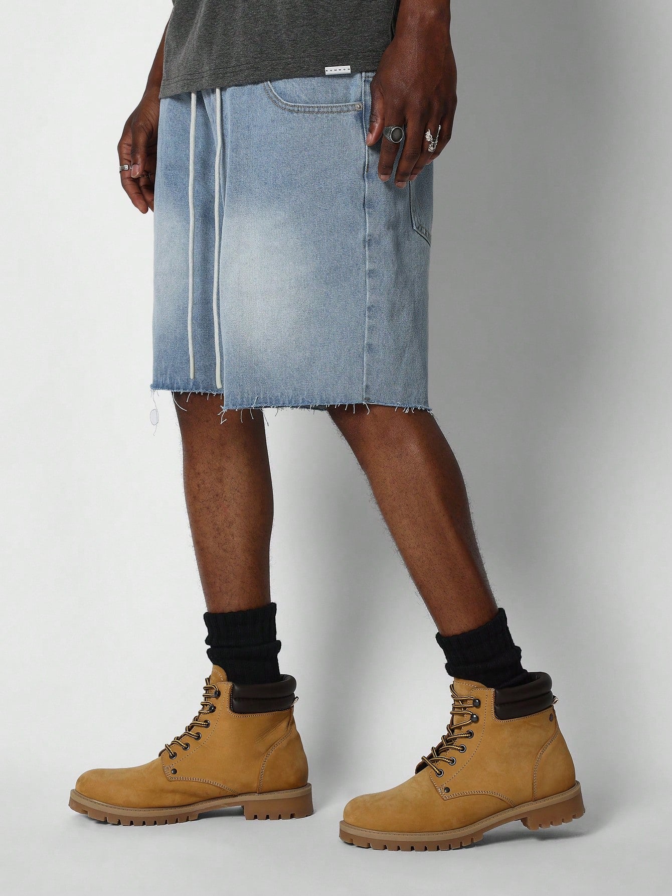 Denim Double Waistband Short