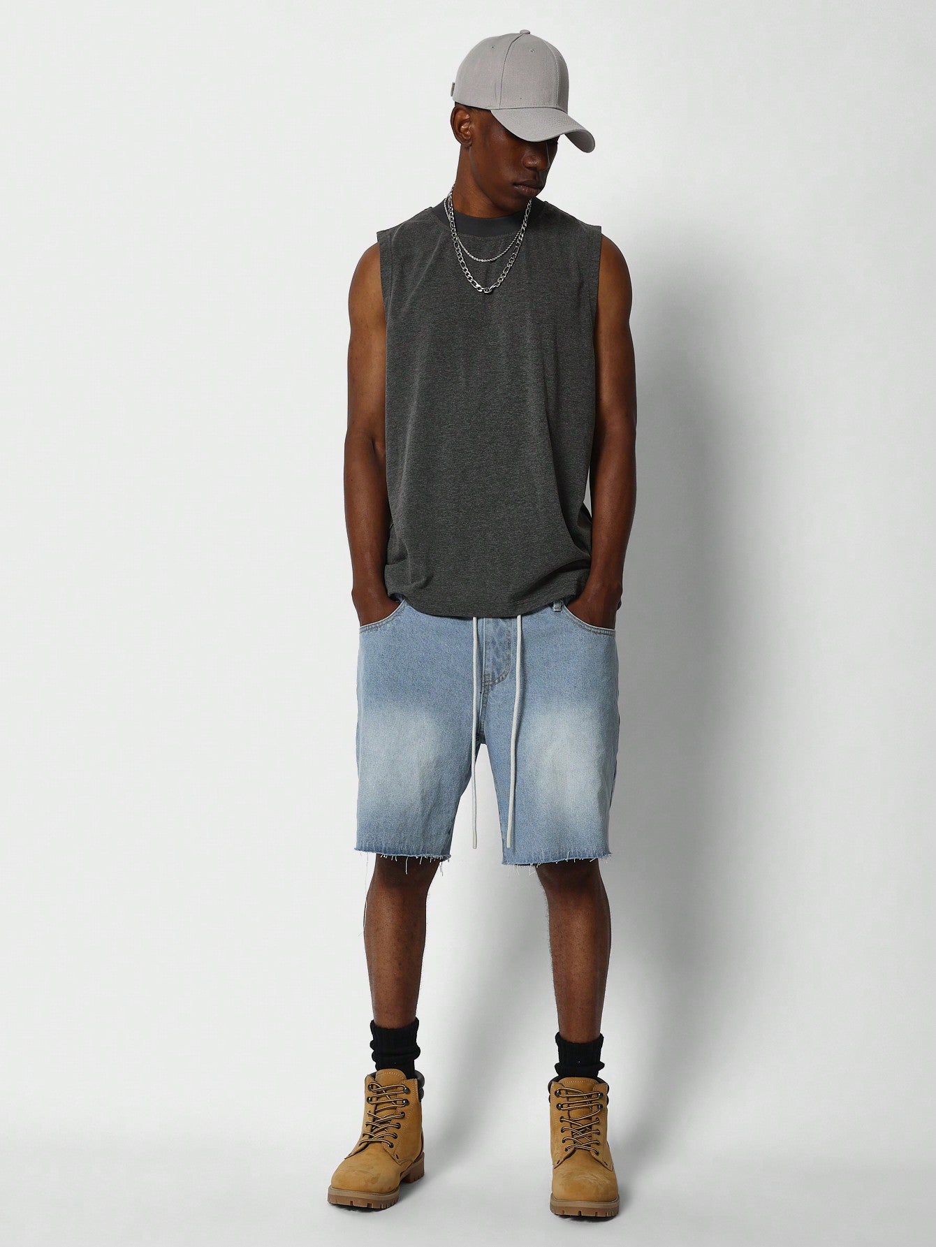 Denim Double Waistband Short