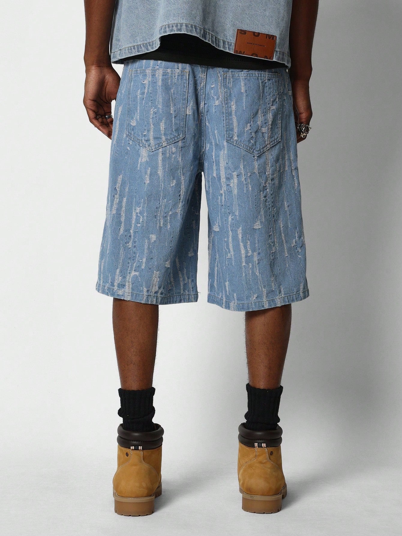 Denim Jorts With Distressing