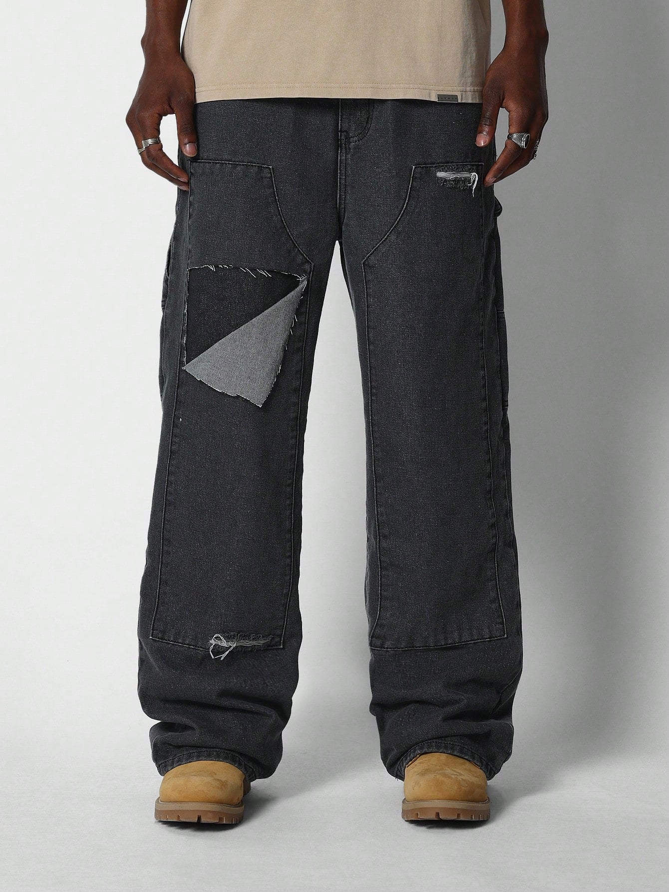 Loose Fit Jean With Ripped Carpenter Detail