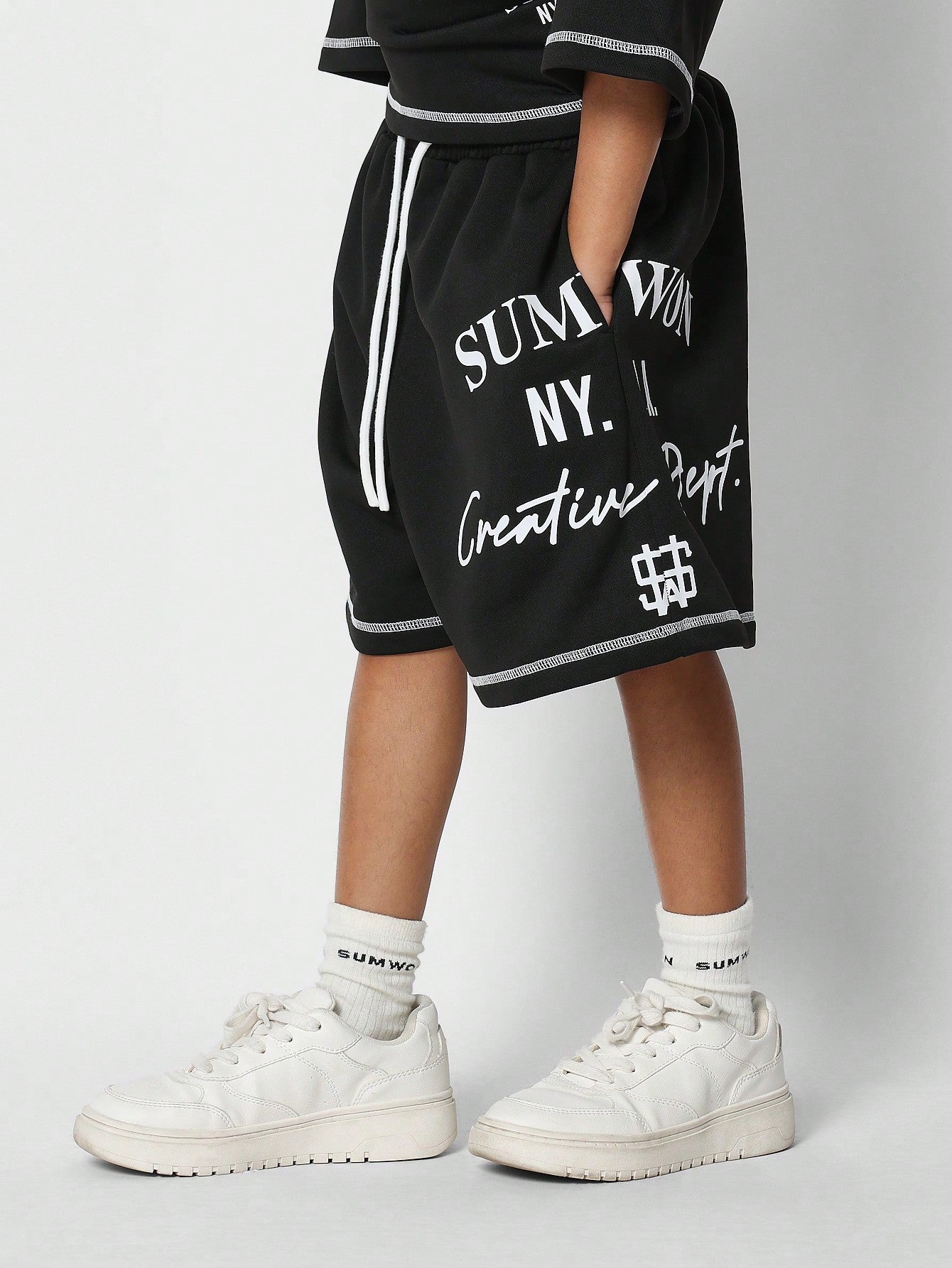 Tween Girls Oversized Fit Tee With Short 2 Piece Set