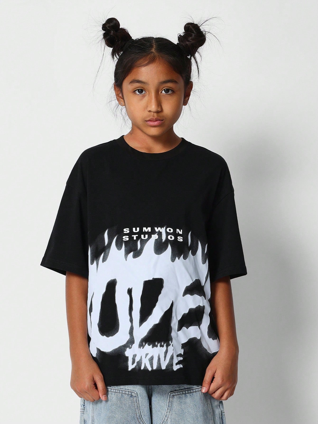 Kids Unisex Oversized Fit Tee With Front Print Back To School