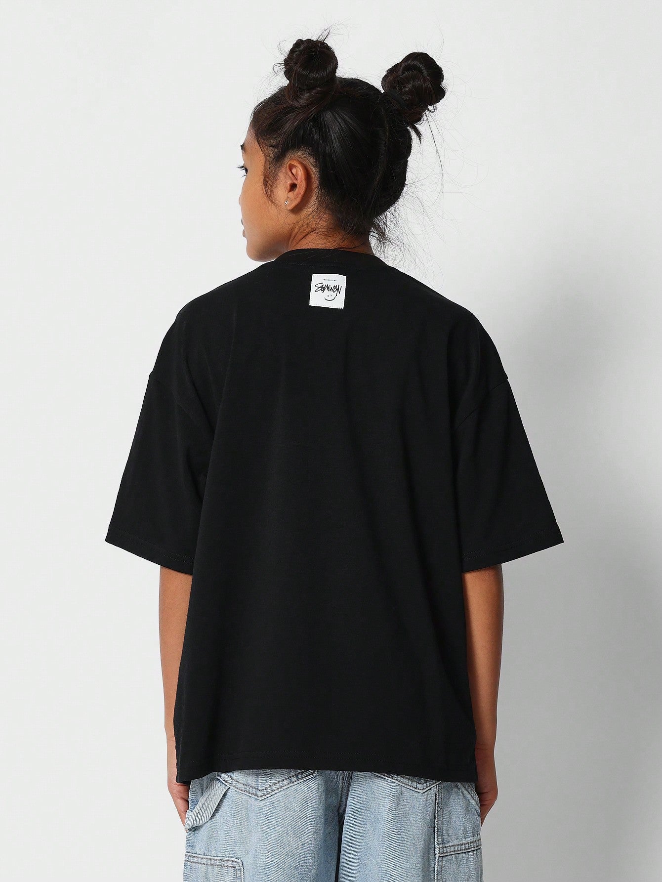 Kids Unisex Oversized Fit Tee With Front Print Back To School
