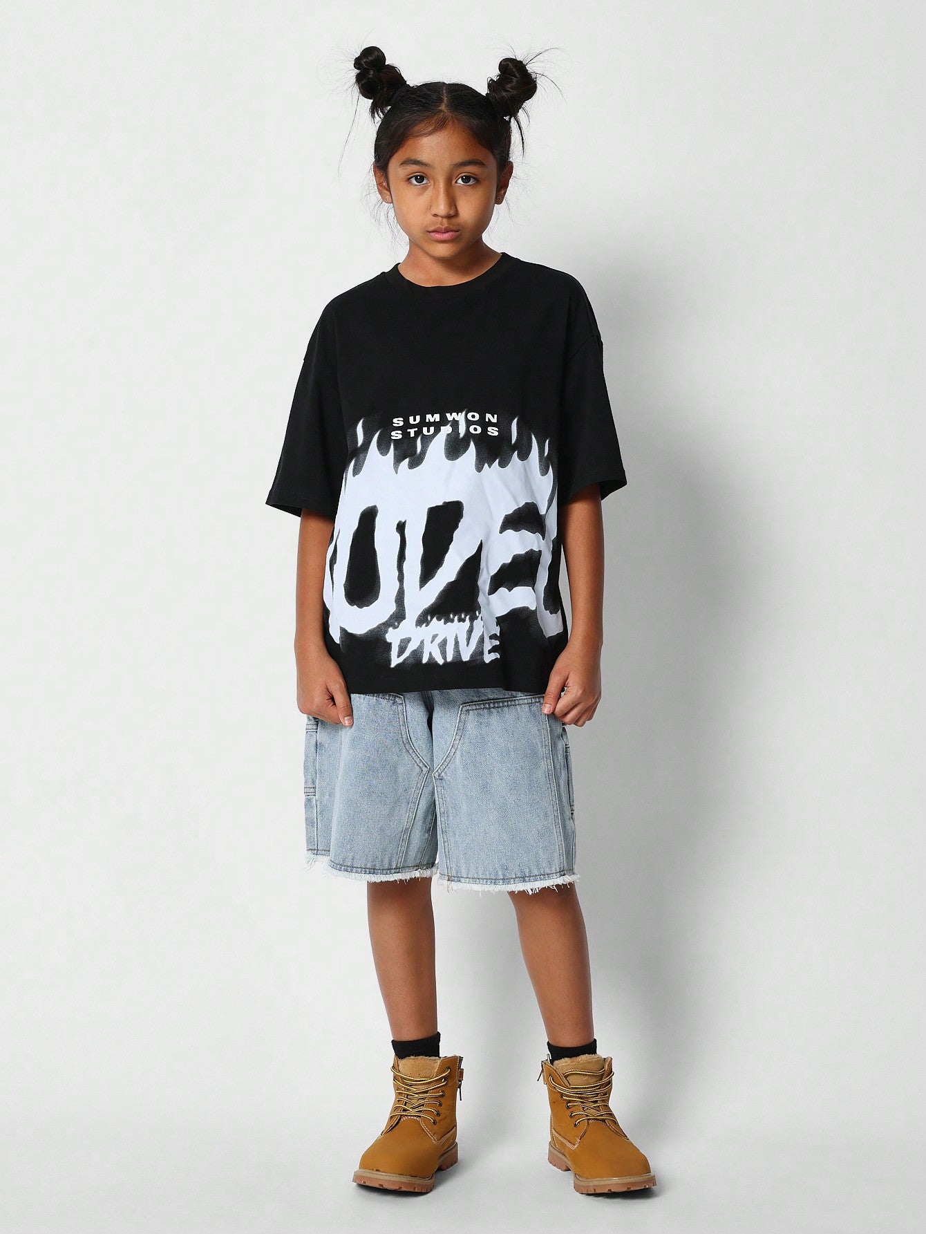 Kids Unisex Oversized Fit Tee With Front Print