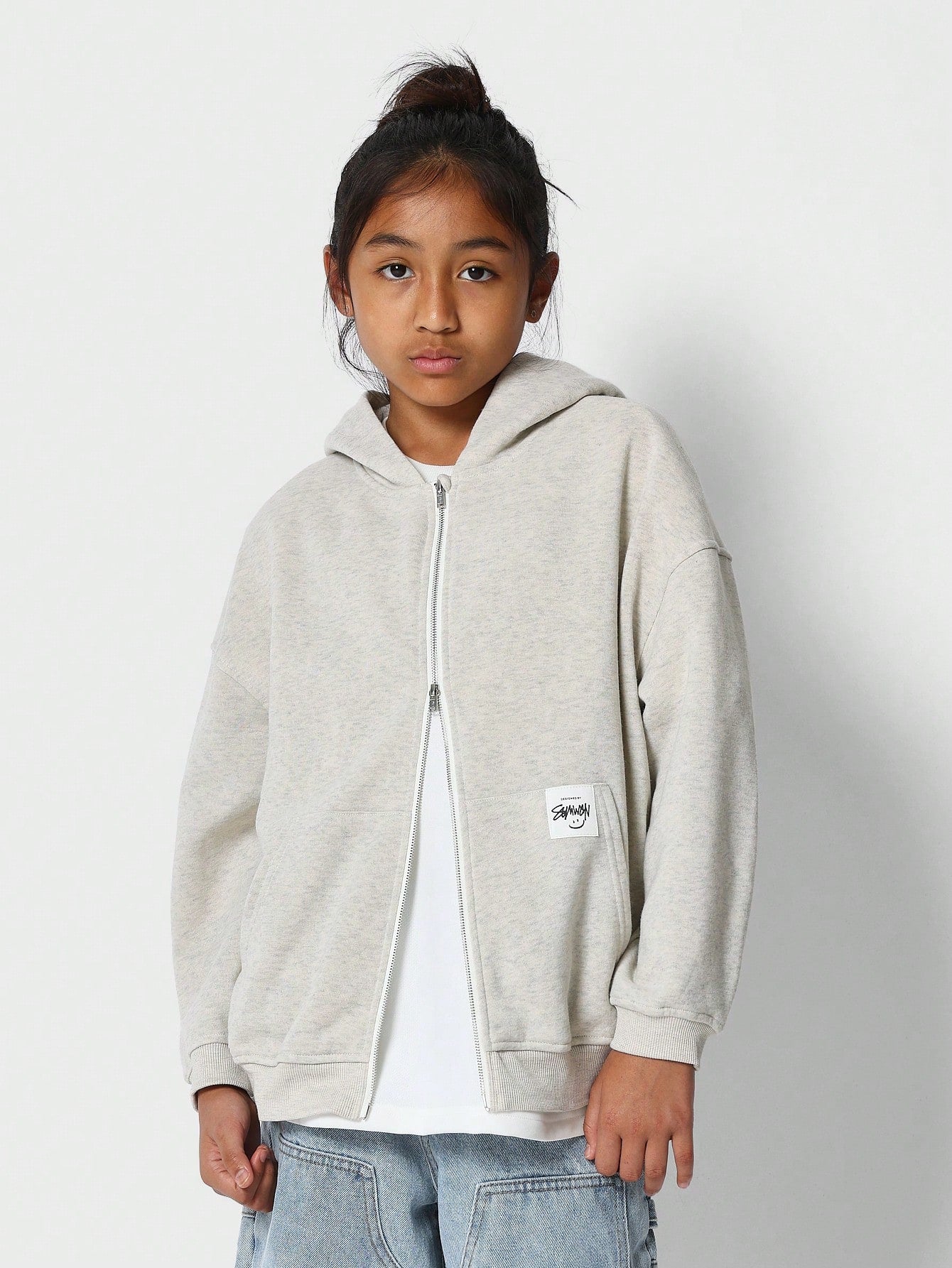 Kids Unisex Zip Through Essential Hoodie