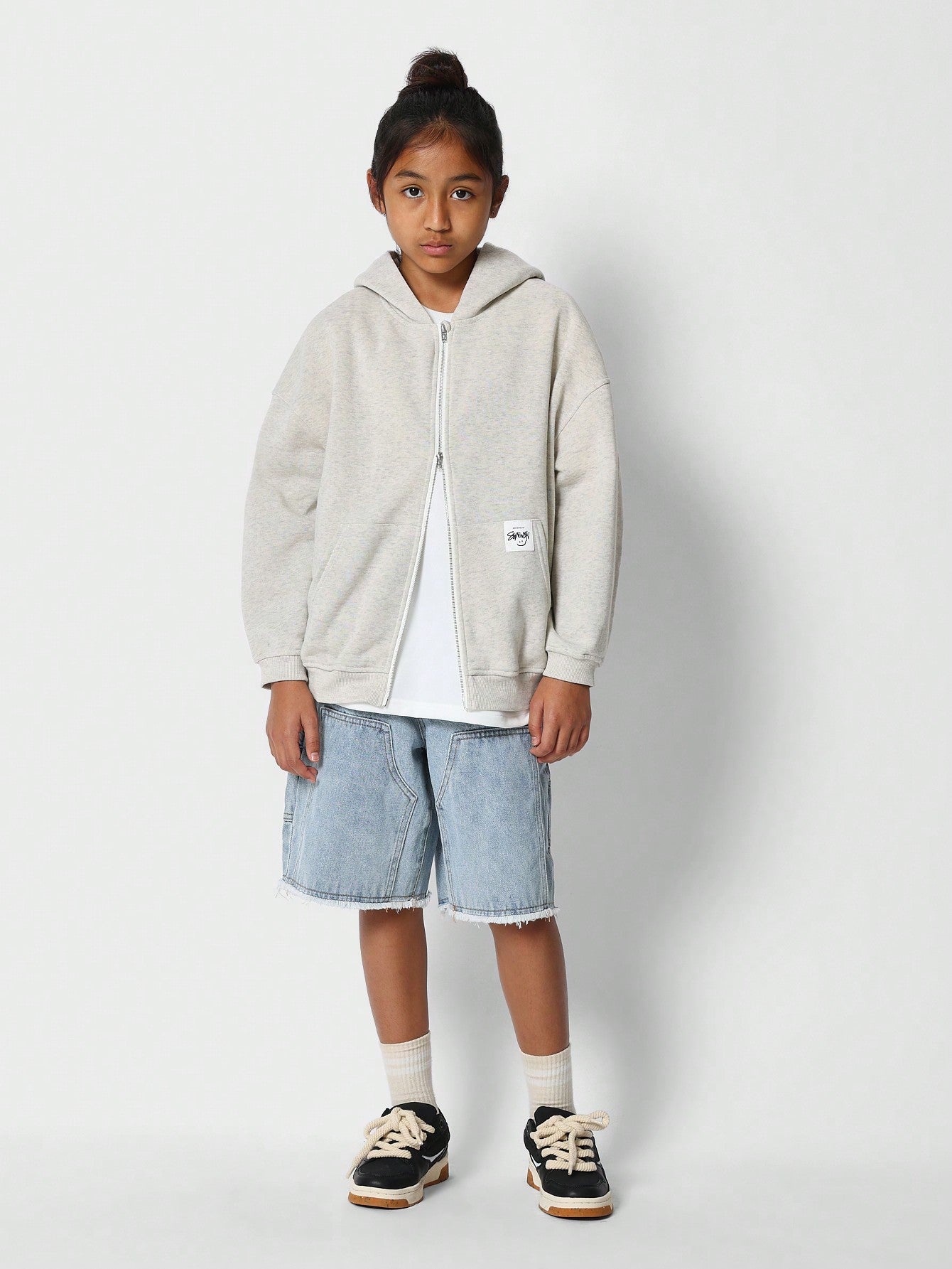 Kids Unisex Zip Through Essential Hoodie