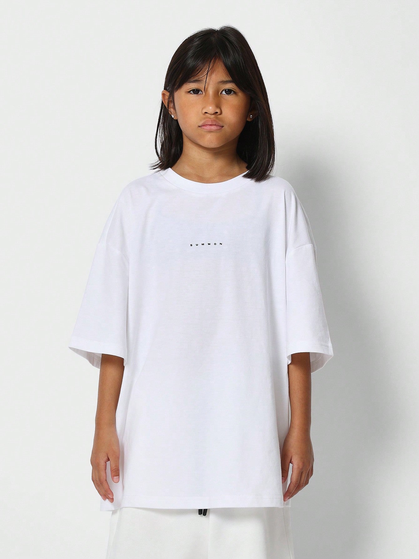 Tween Girls Oversized Fit Logo Tee With Short 2 Piece Set