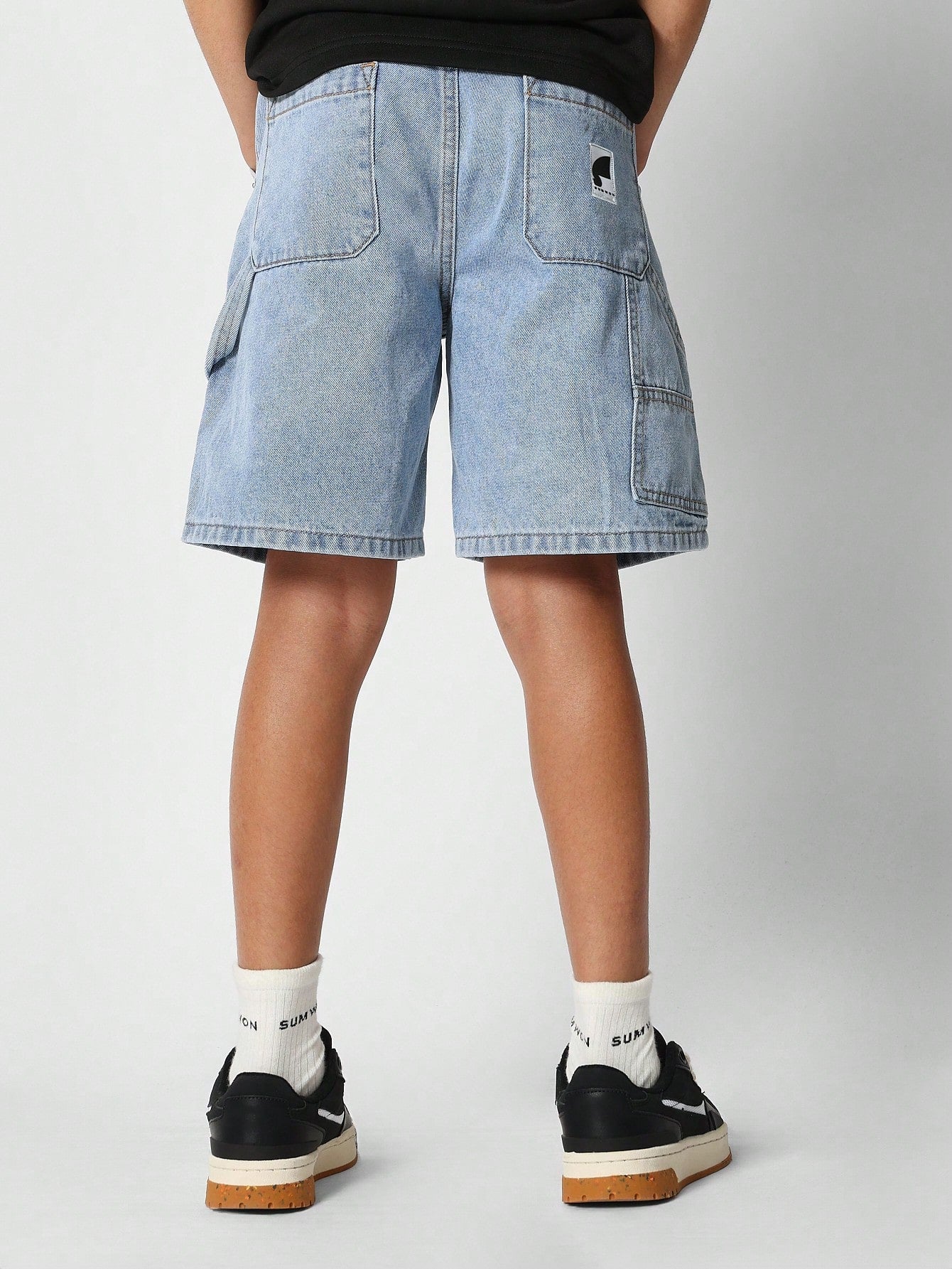 Tween Girls Denim Short With New York Print