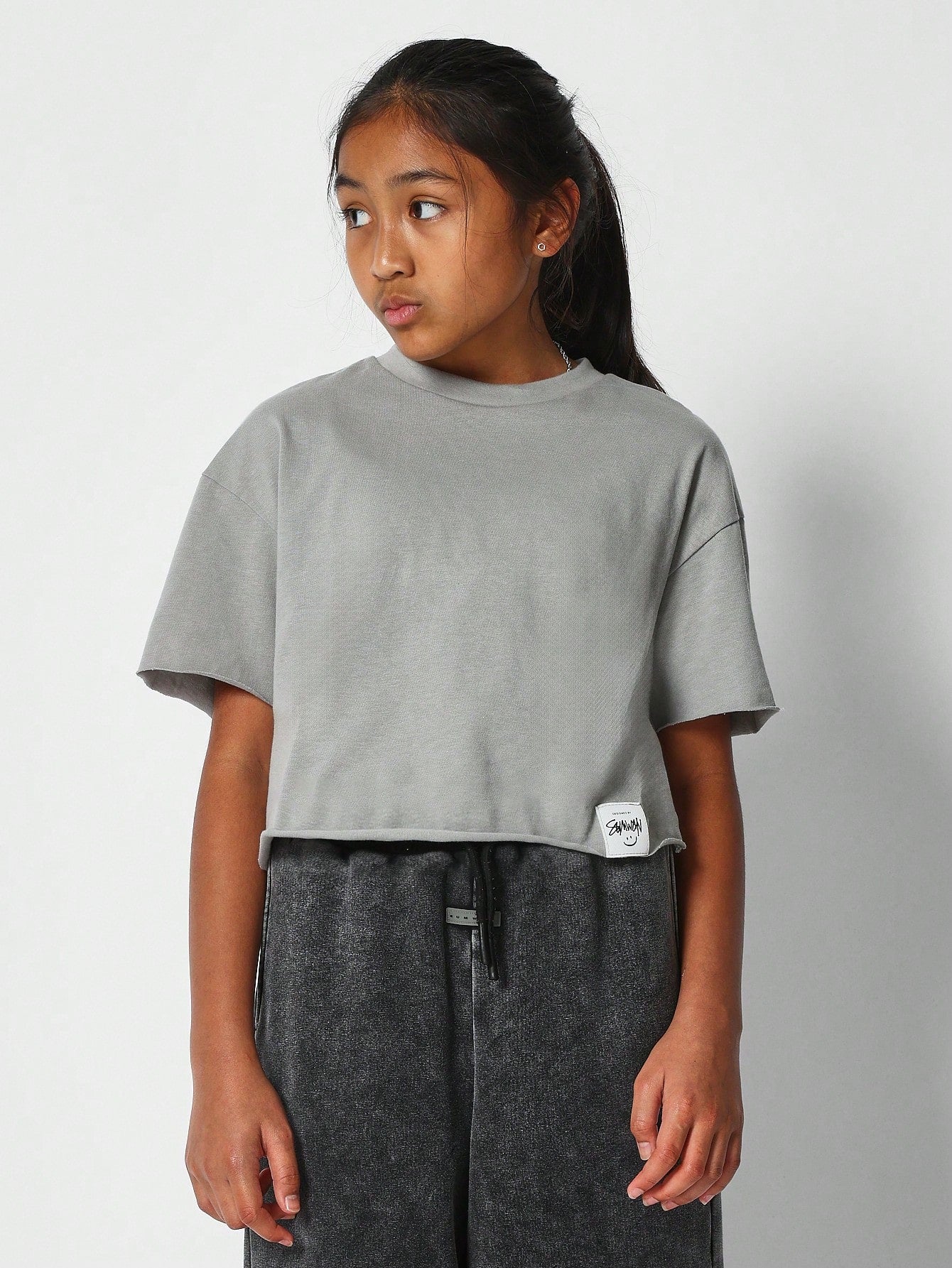 Tween Girls Crop Fit Essential Tee