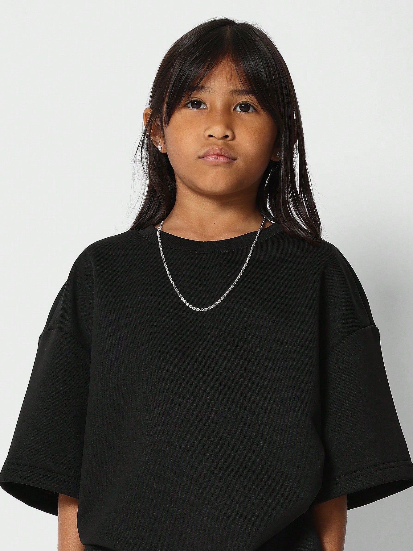 Tween Girls Oversized Fit Tee With Side Snap Back To School