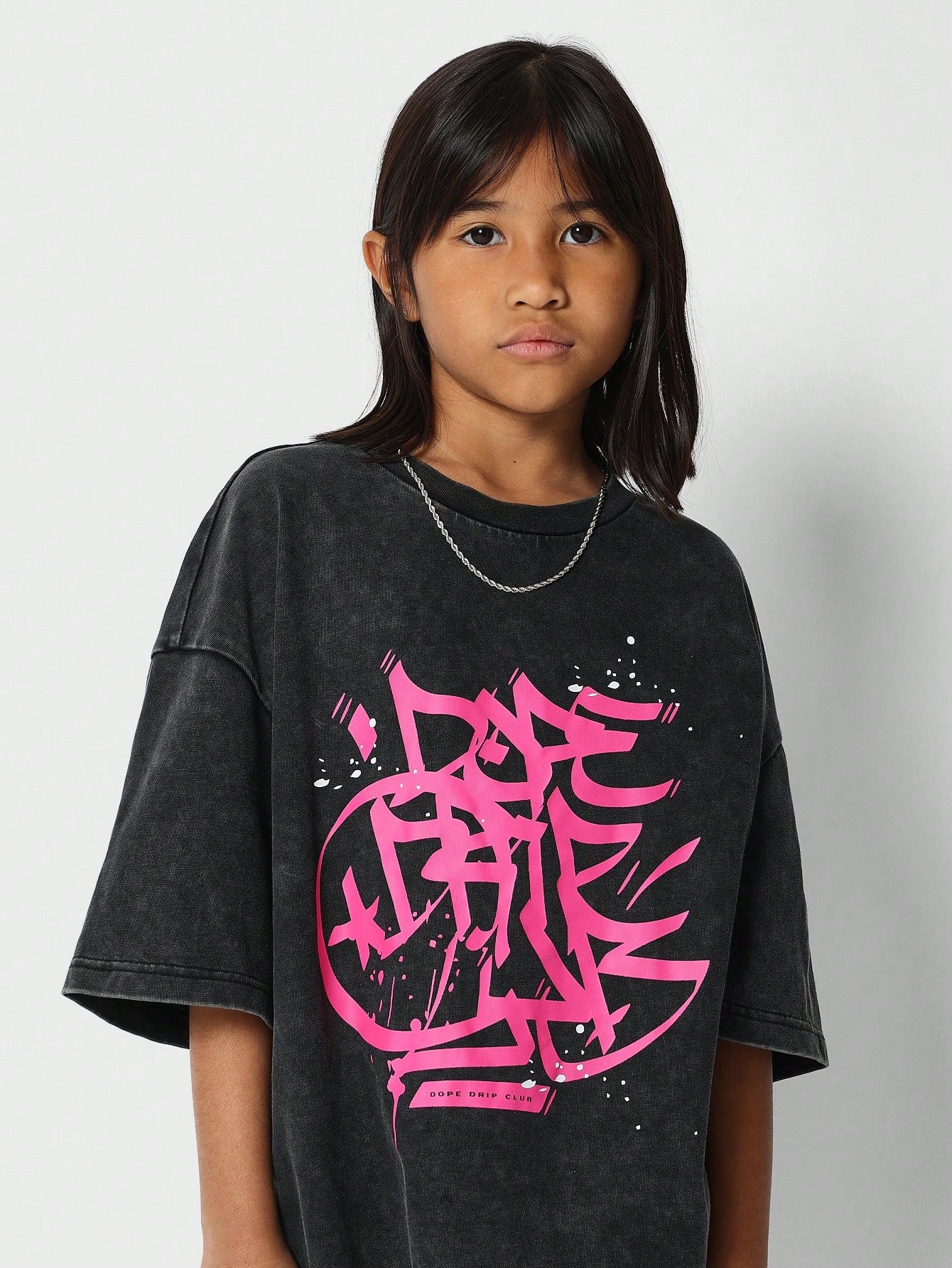 Tween Girls Oversized Fit Tee With Print