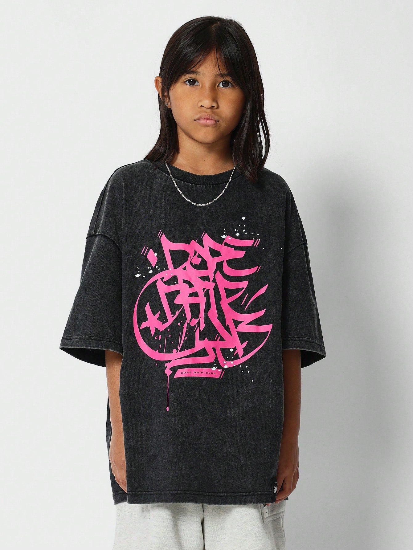 Tween Girls Oversized Fit Tee With Print