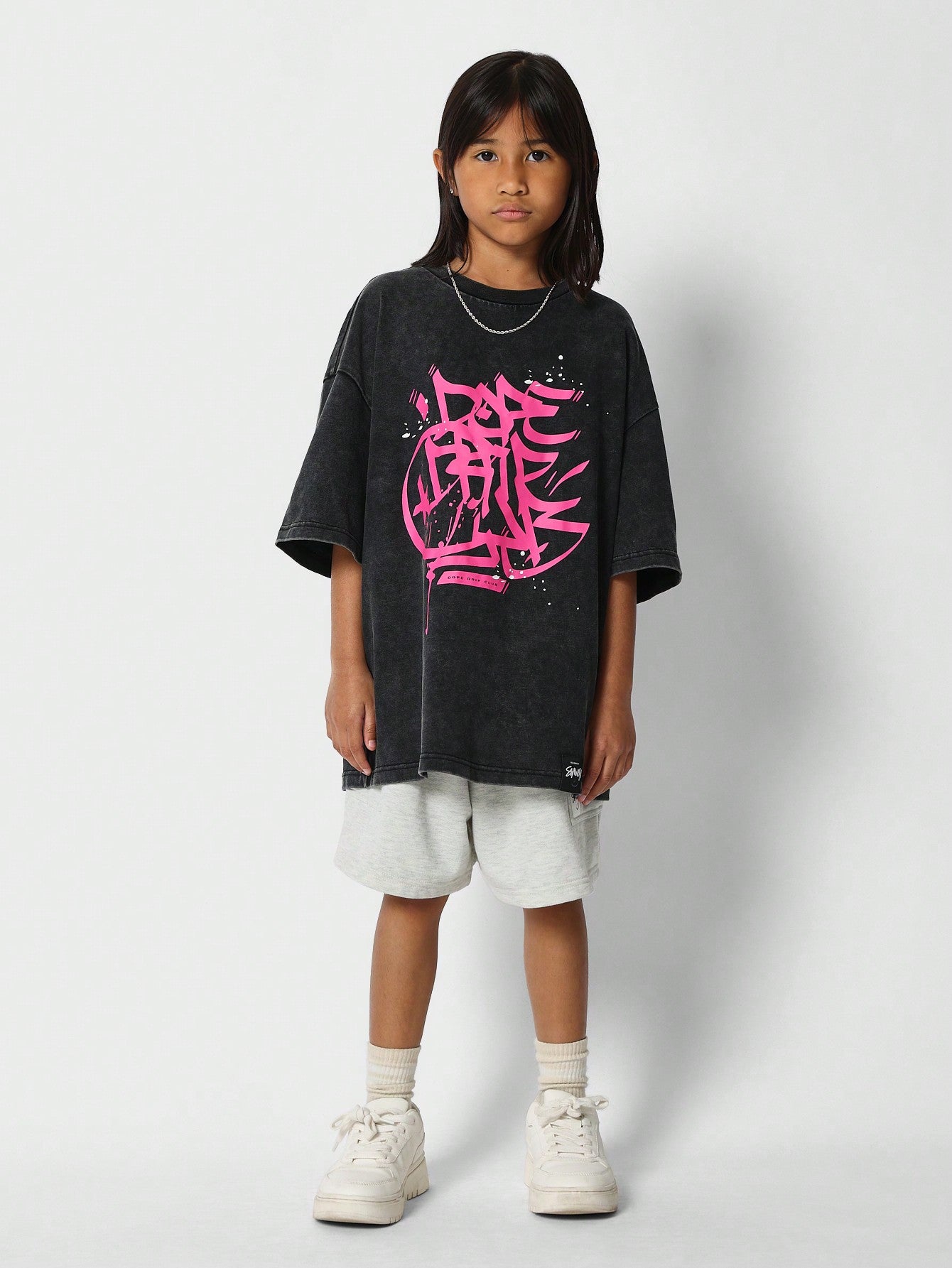 Tween Girls Oversized Fit Tee With Print