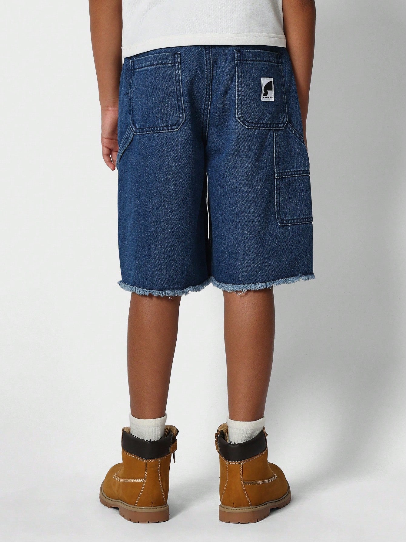 Tween Girls Raw Hem Denim Carpenter Shorts Back To School