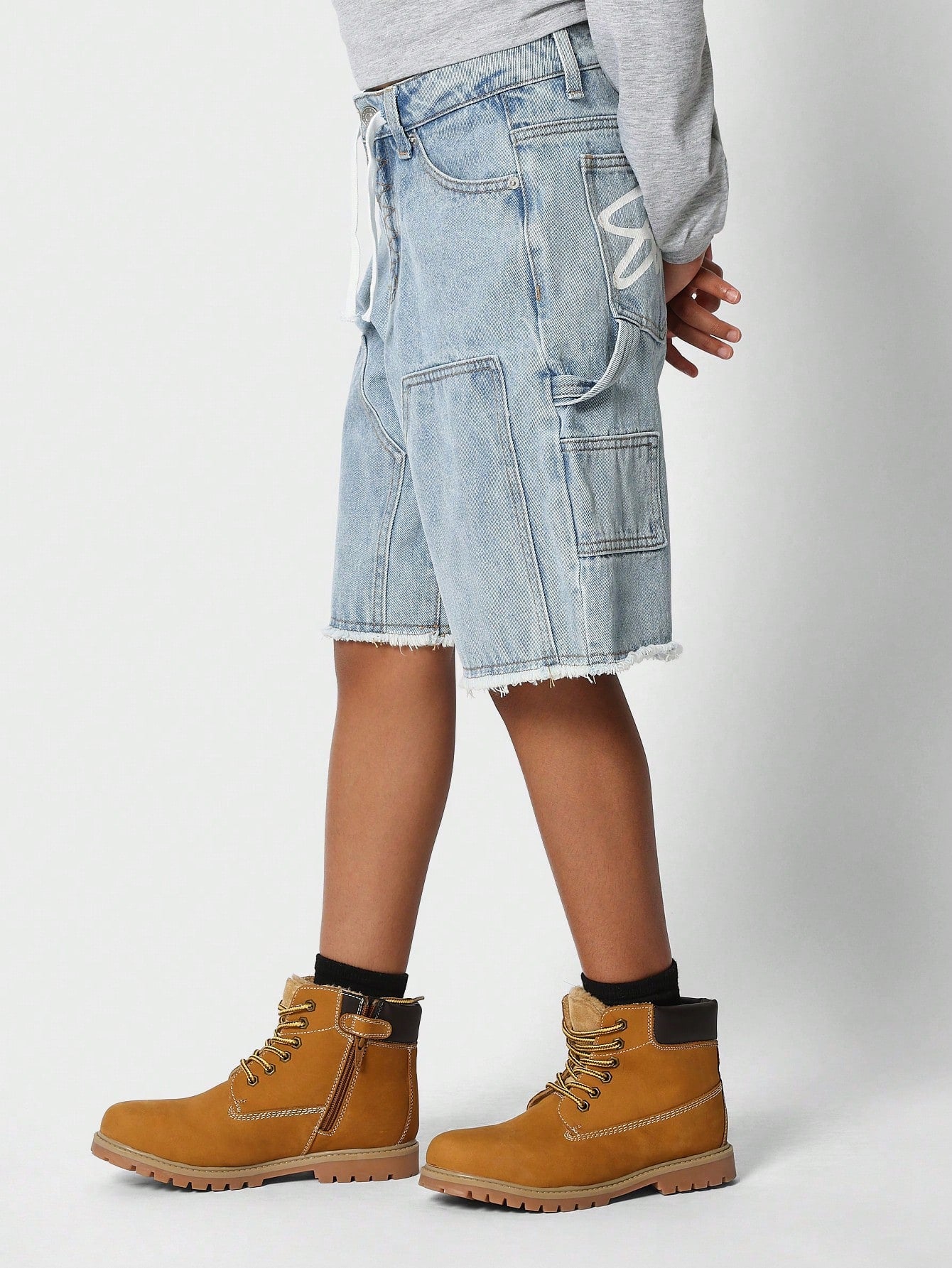 Tween Girls Denim Bermuda Short With Back Print