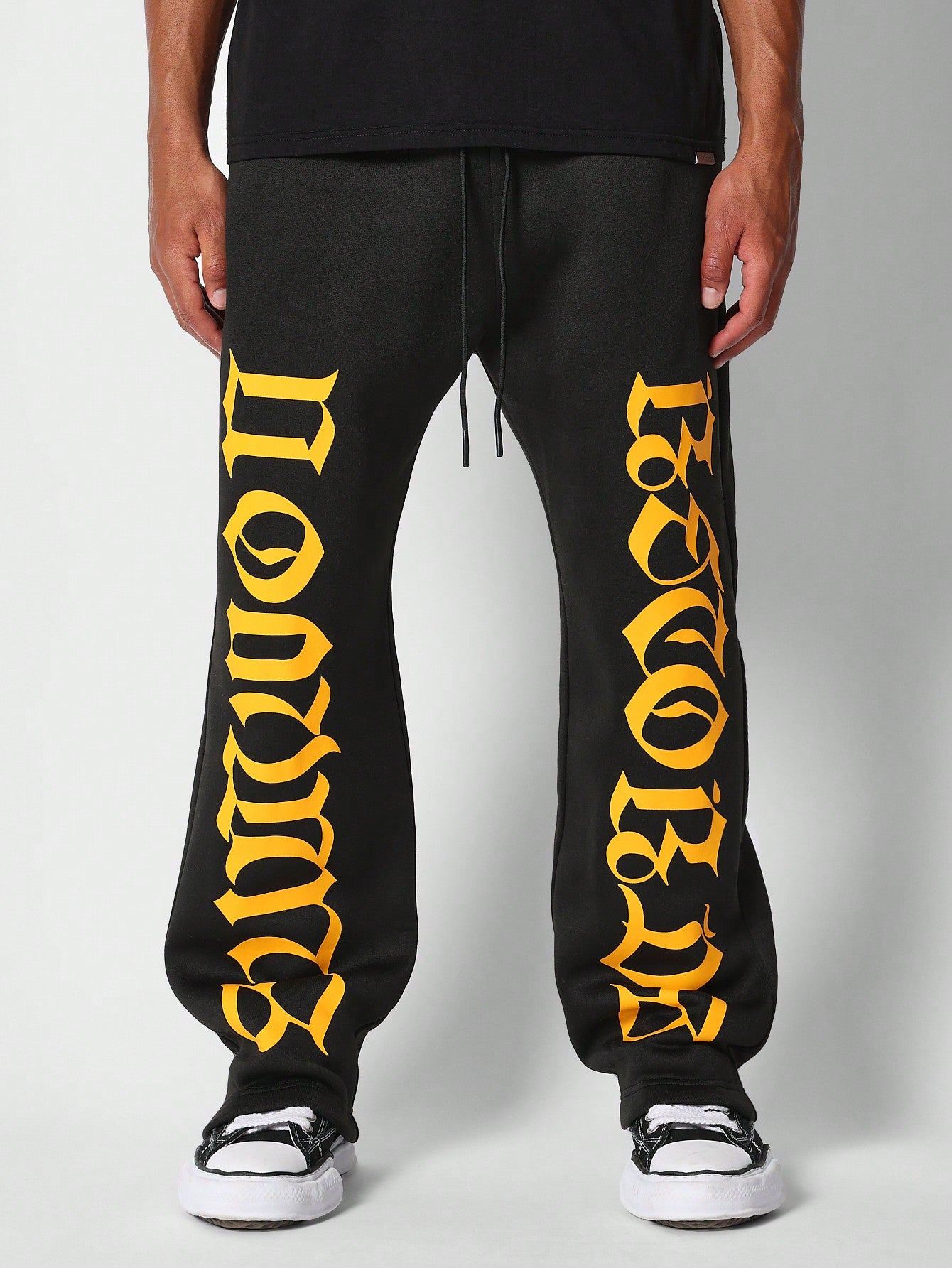 Loose Fit Baggy Drop Crotch Jogger Pants With Front Graphic