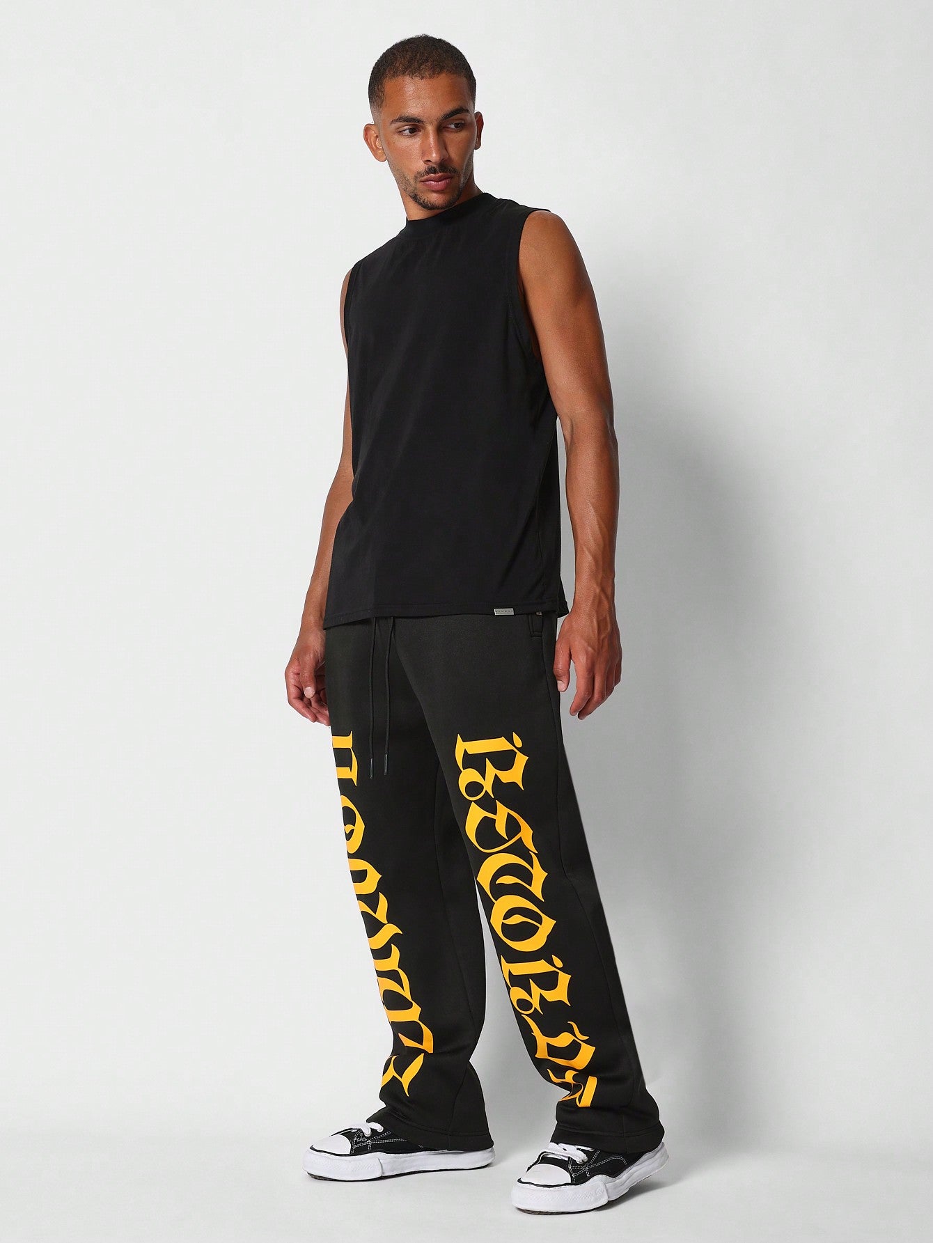 Black shops drop crotch joggers