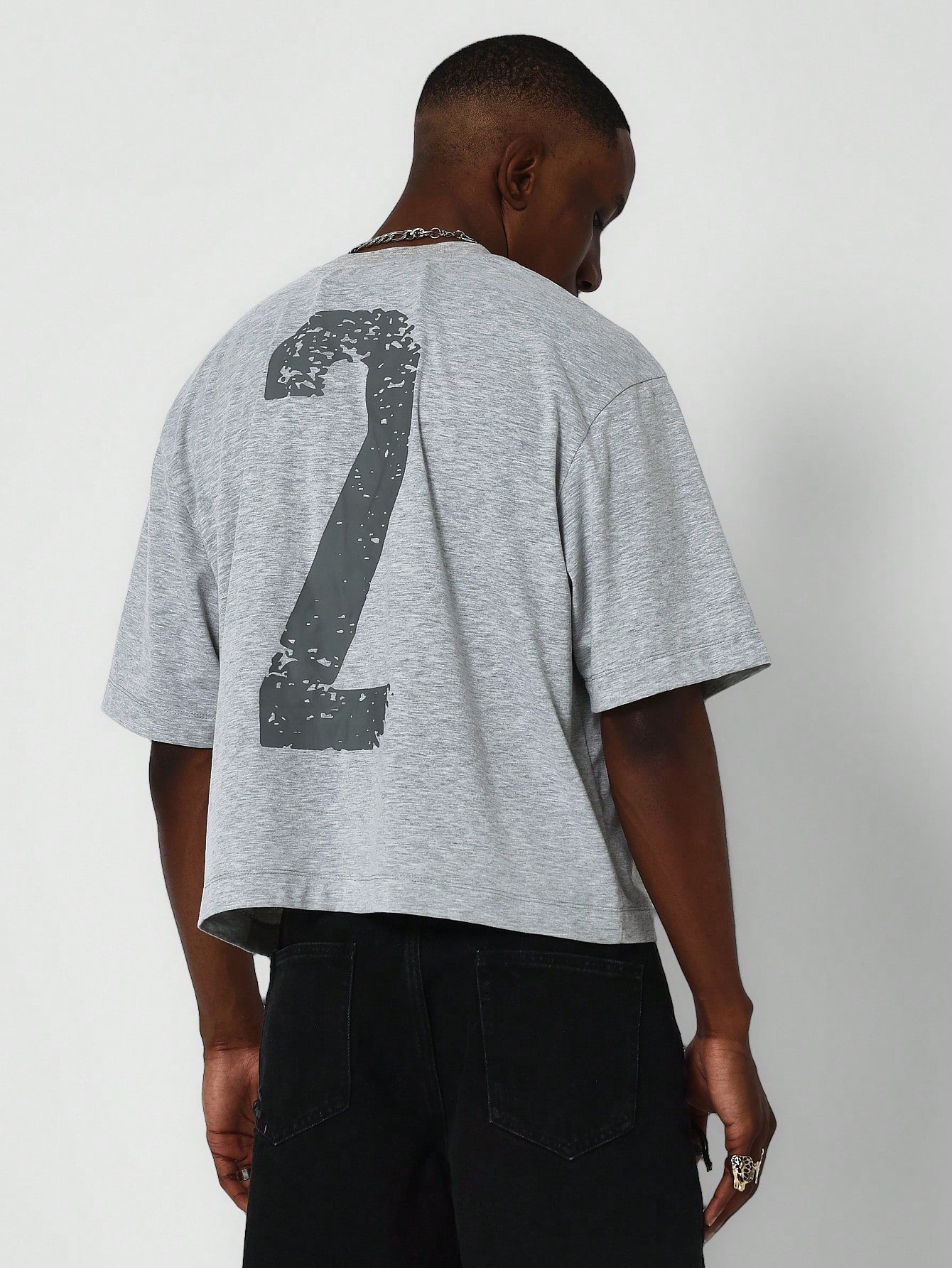 Crop Fit Tee With Number Graphic Print