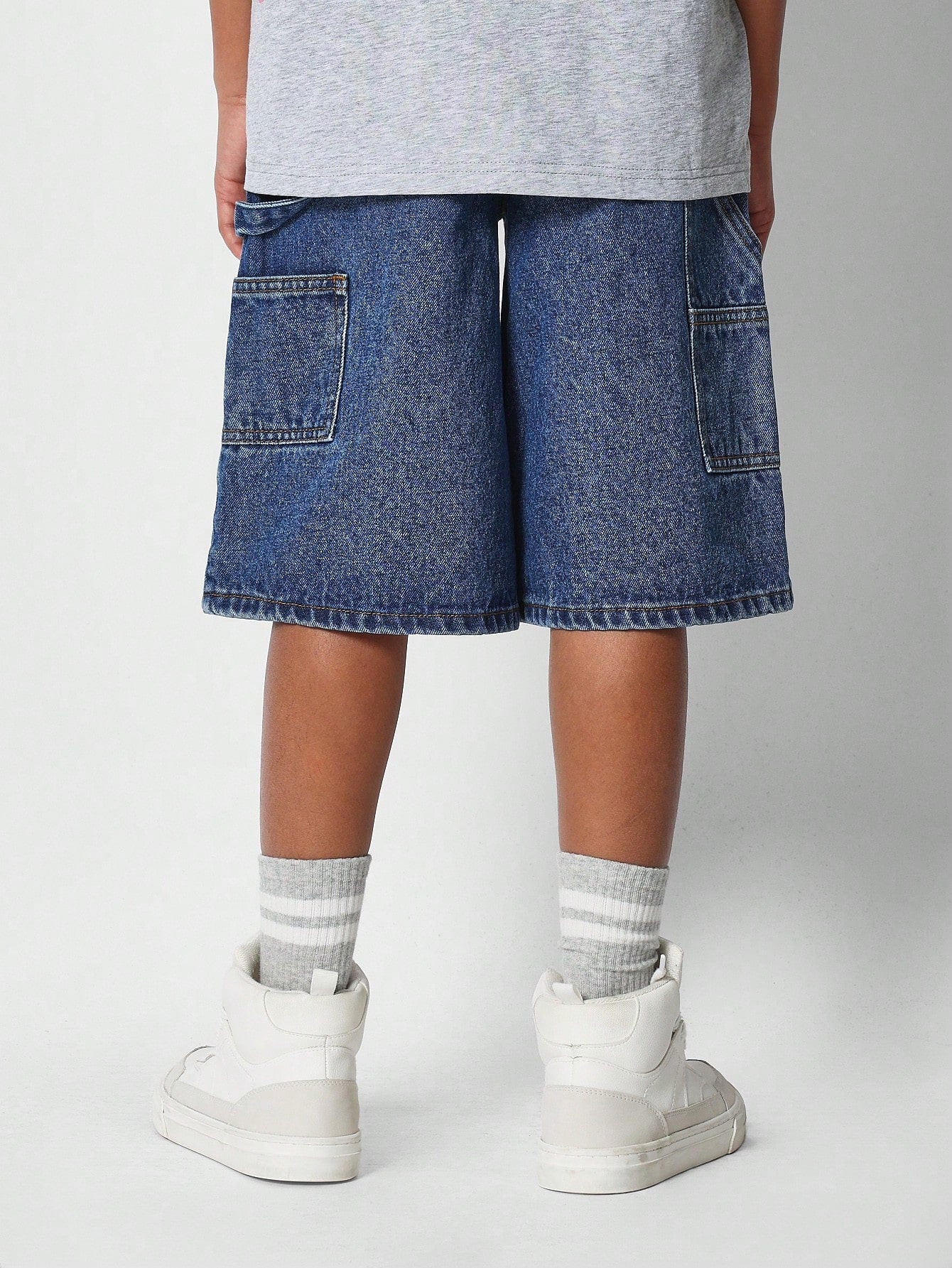 Tween Girls Denim Color Block Carpenter Short