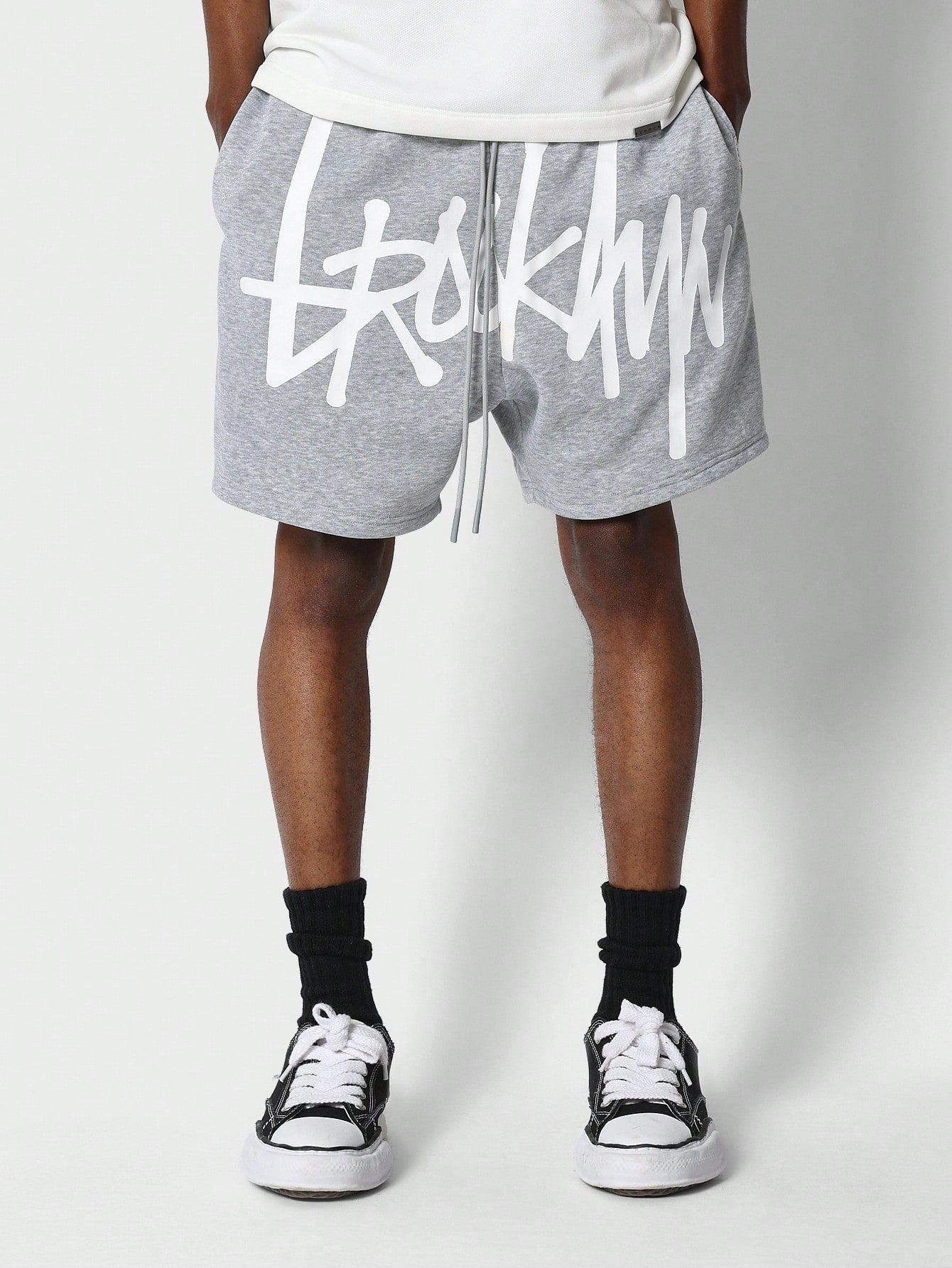 Drop Crotch Short With Front Graphic Print