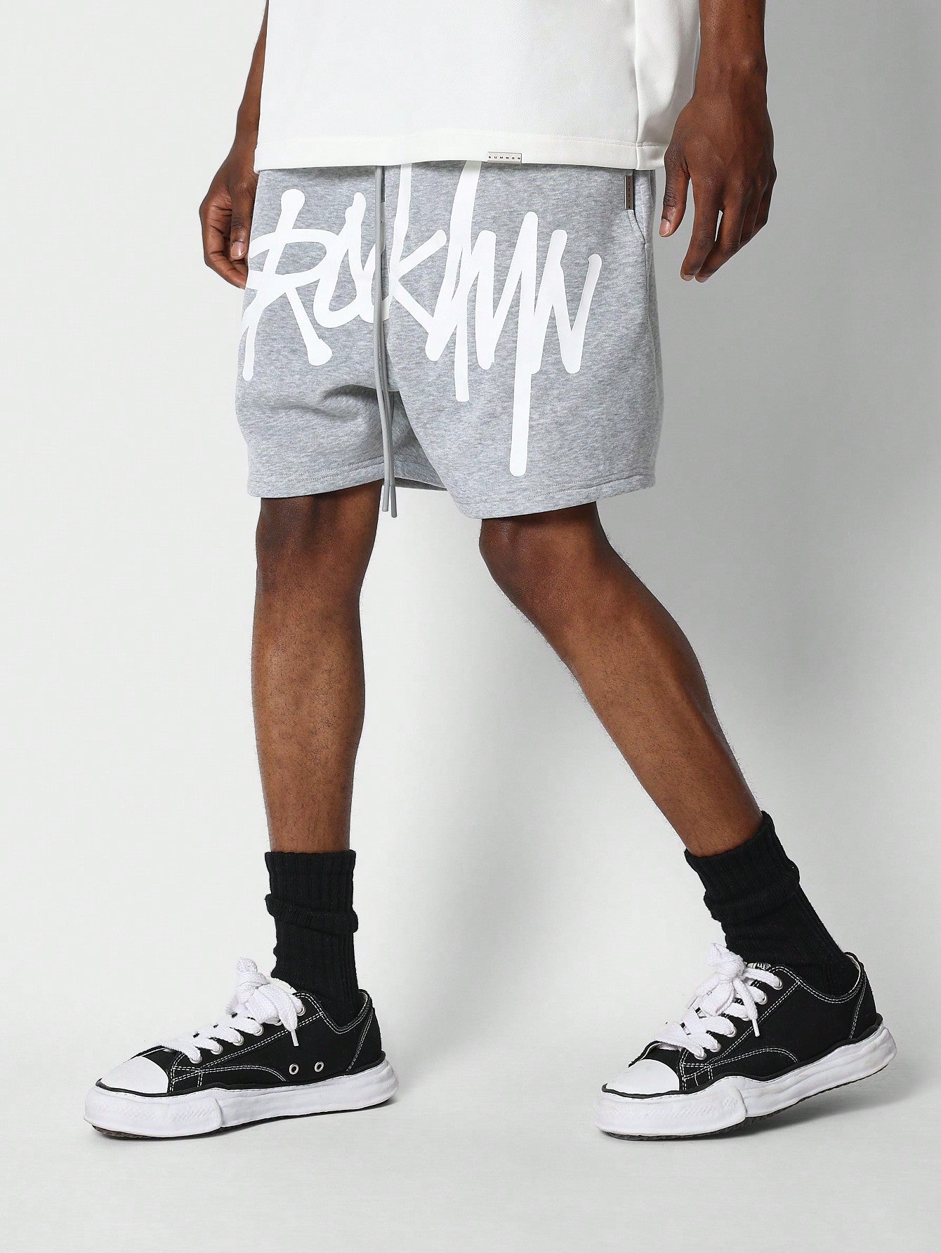 Drop Crotch Short With Front Graphic Print