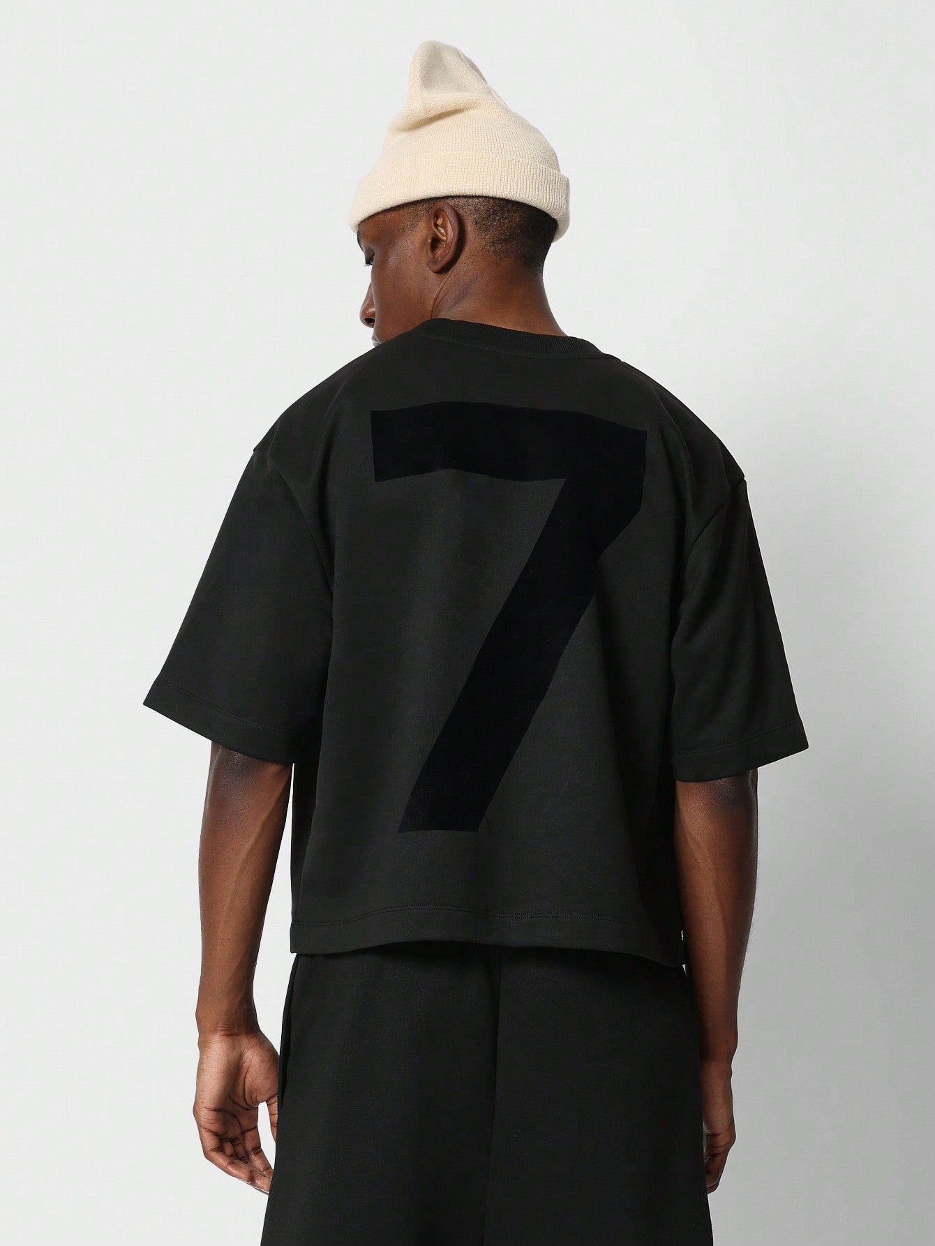 Crop Fit Premium Tee With Flock Number Back Print