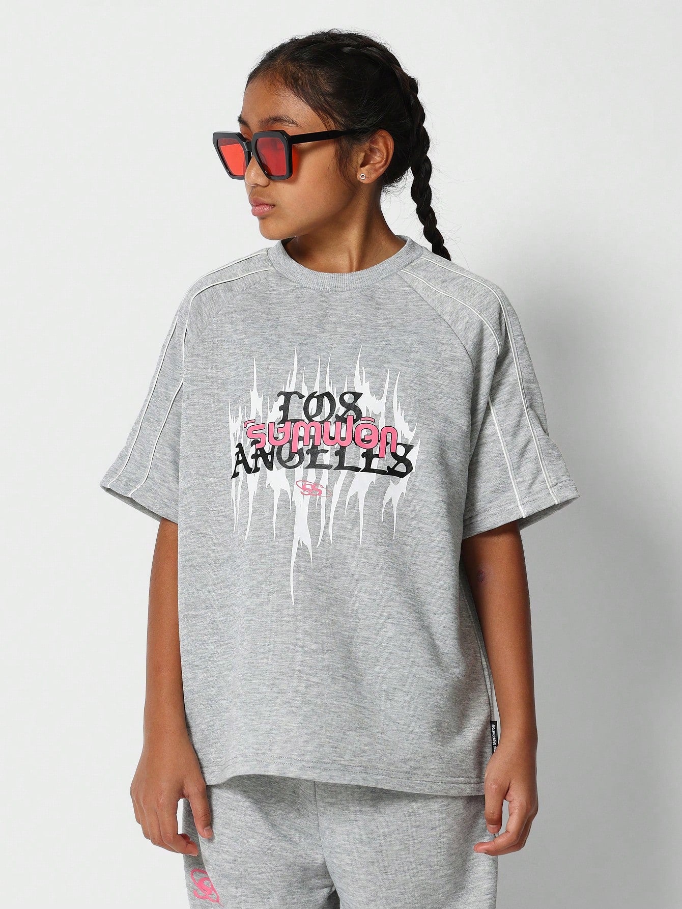 Tween Girls Tee And Wide Leg Jogger With Los Angeles Print 2 Piece Set