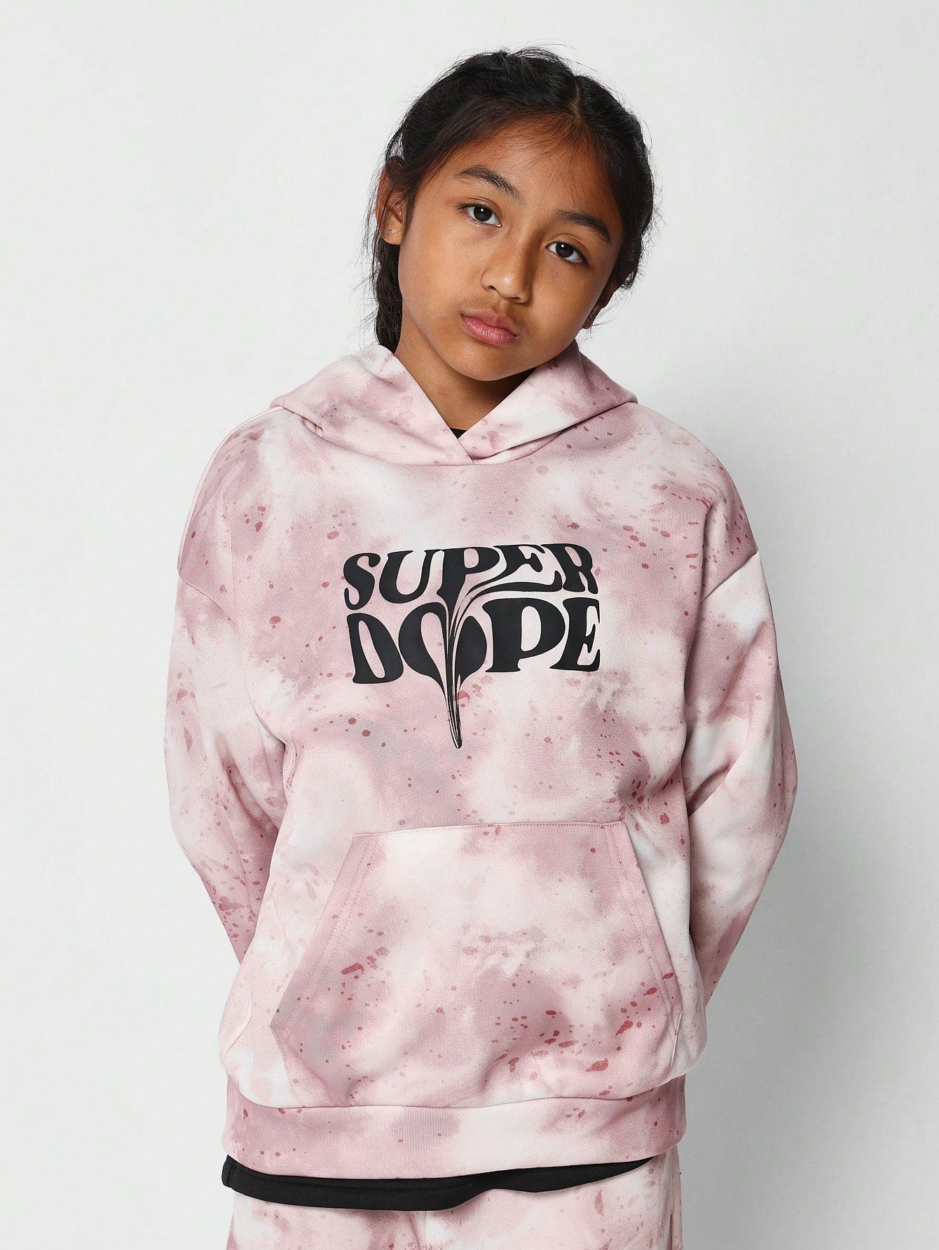 Tween Girls Overhead Hoodie With All Over Print