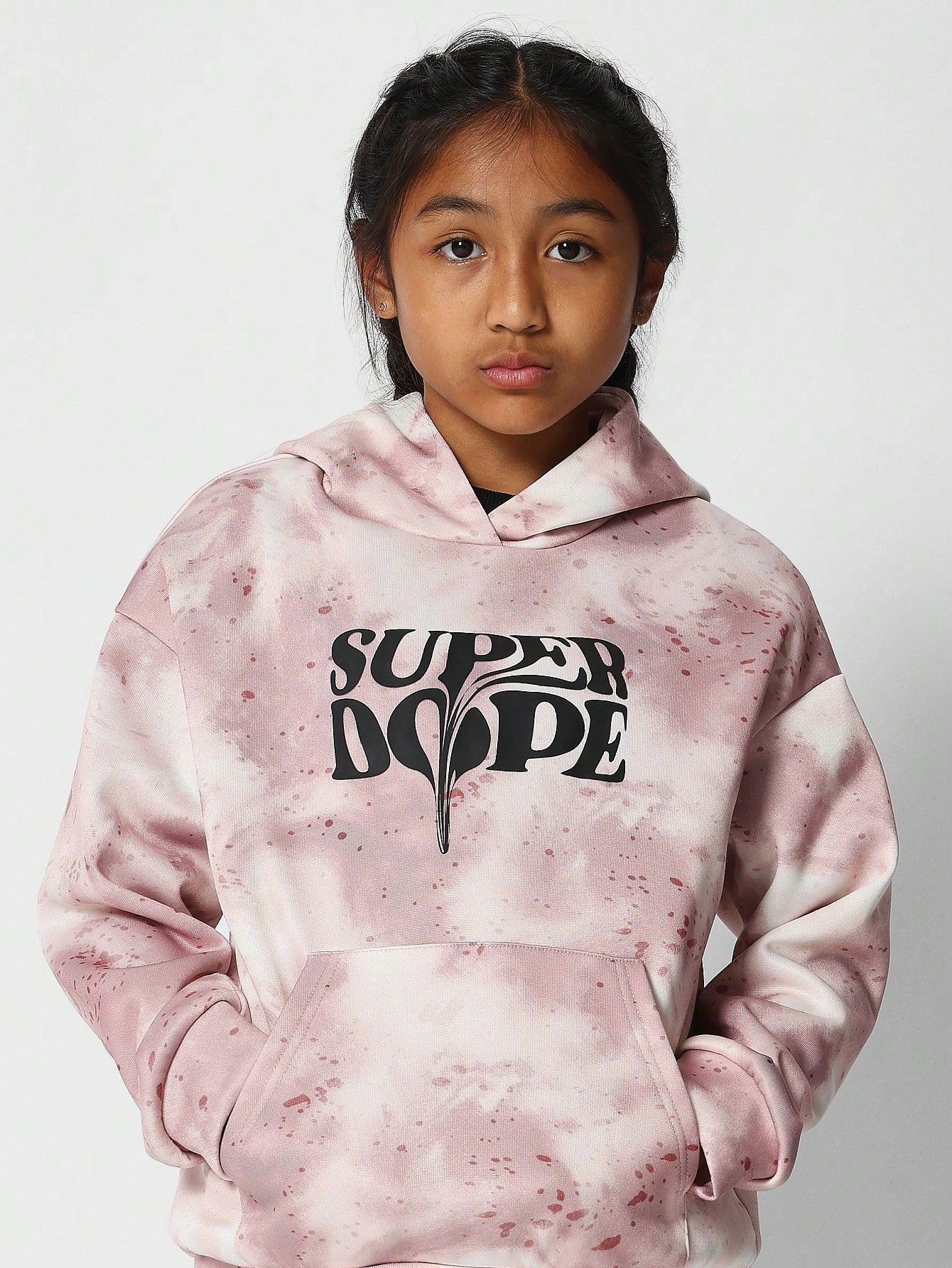 Tween Girls Overhead Hoodie With All Over Print