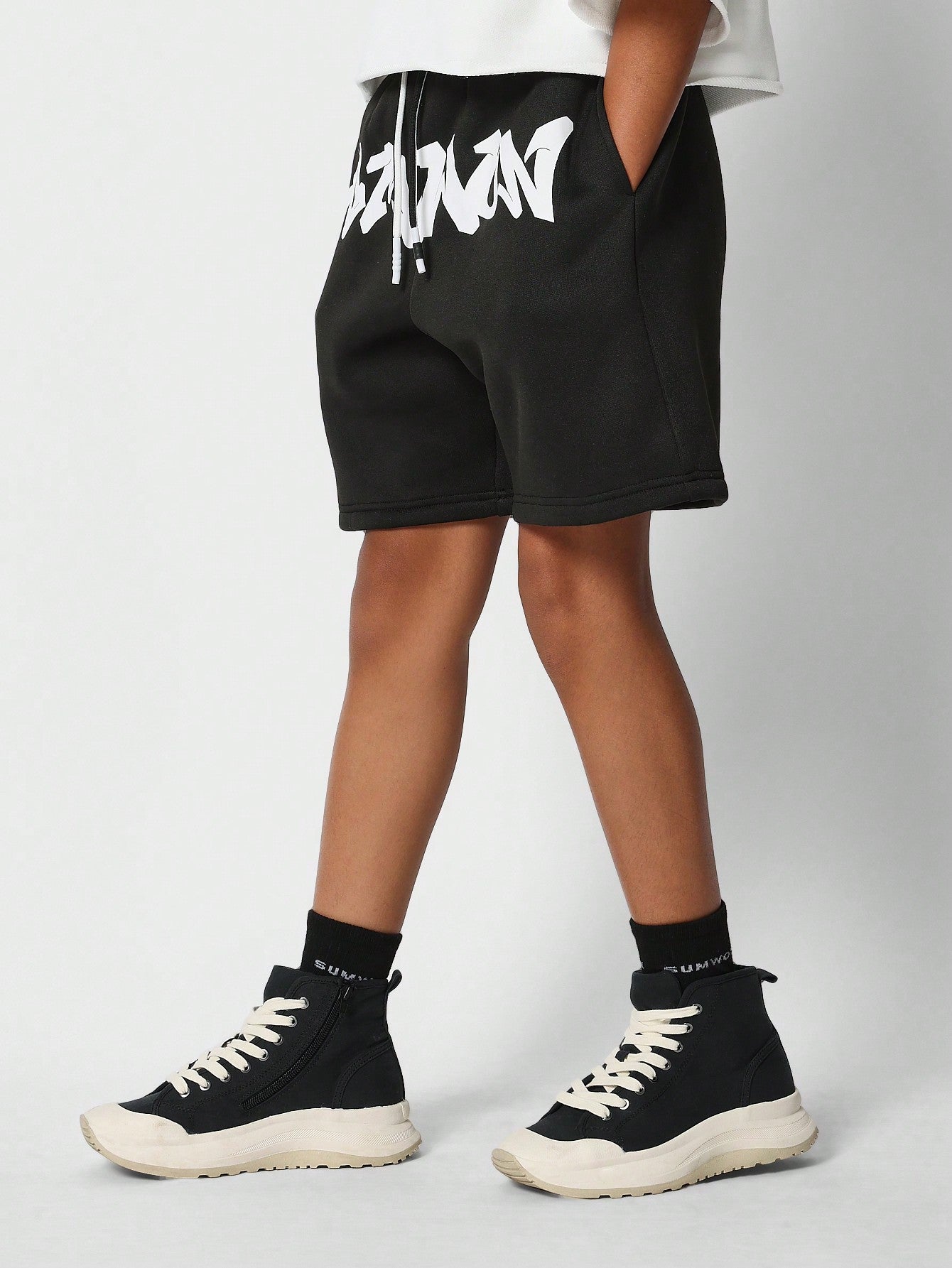 Tween Girls Drop Crotch Short With Front Print Back To School
