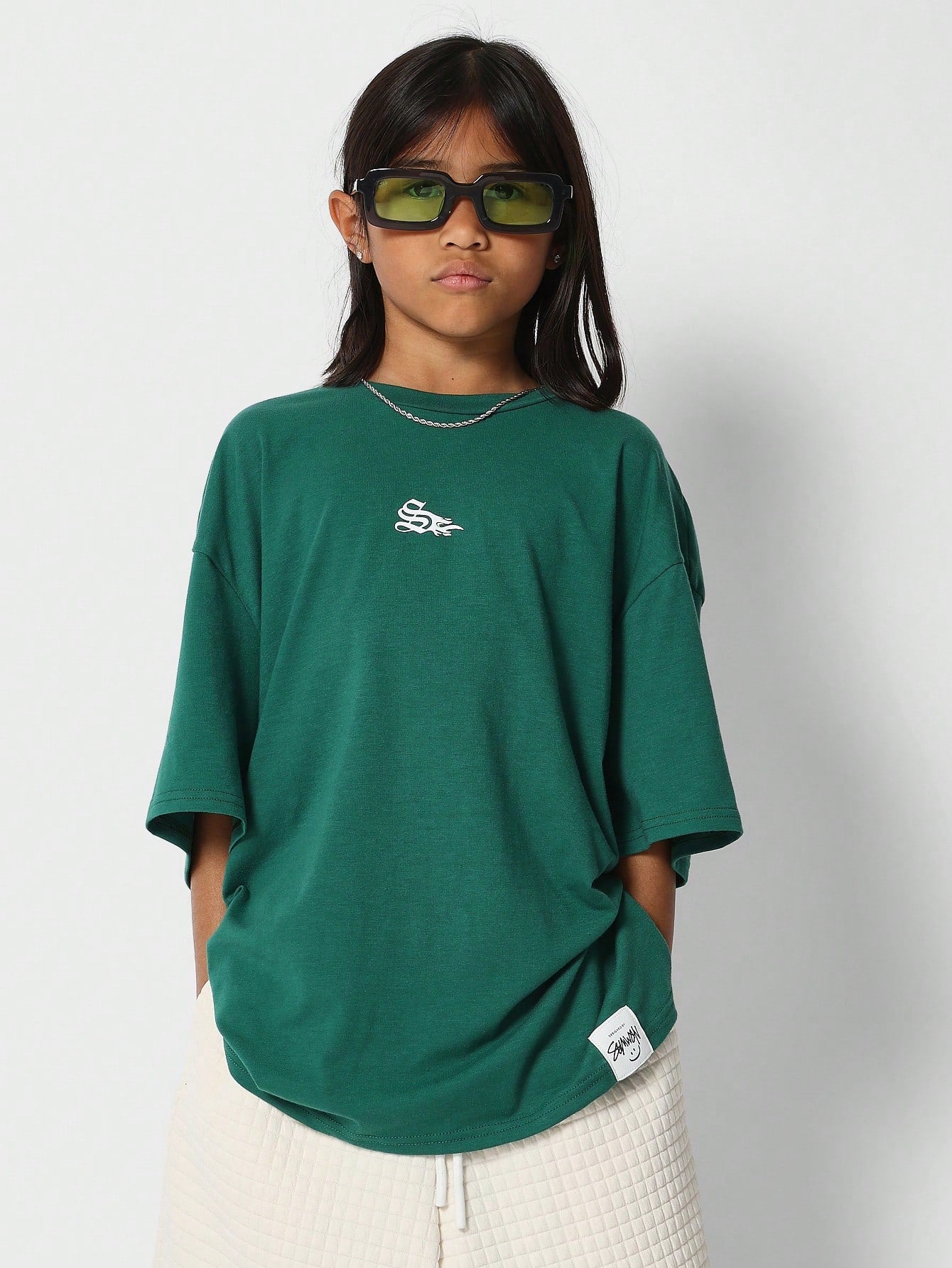 Tween Girl Everyday Oversized Fit Short Sleeve Tee With Back Graphic Print