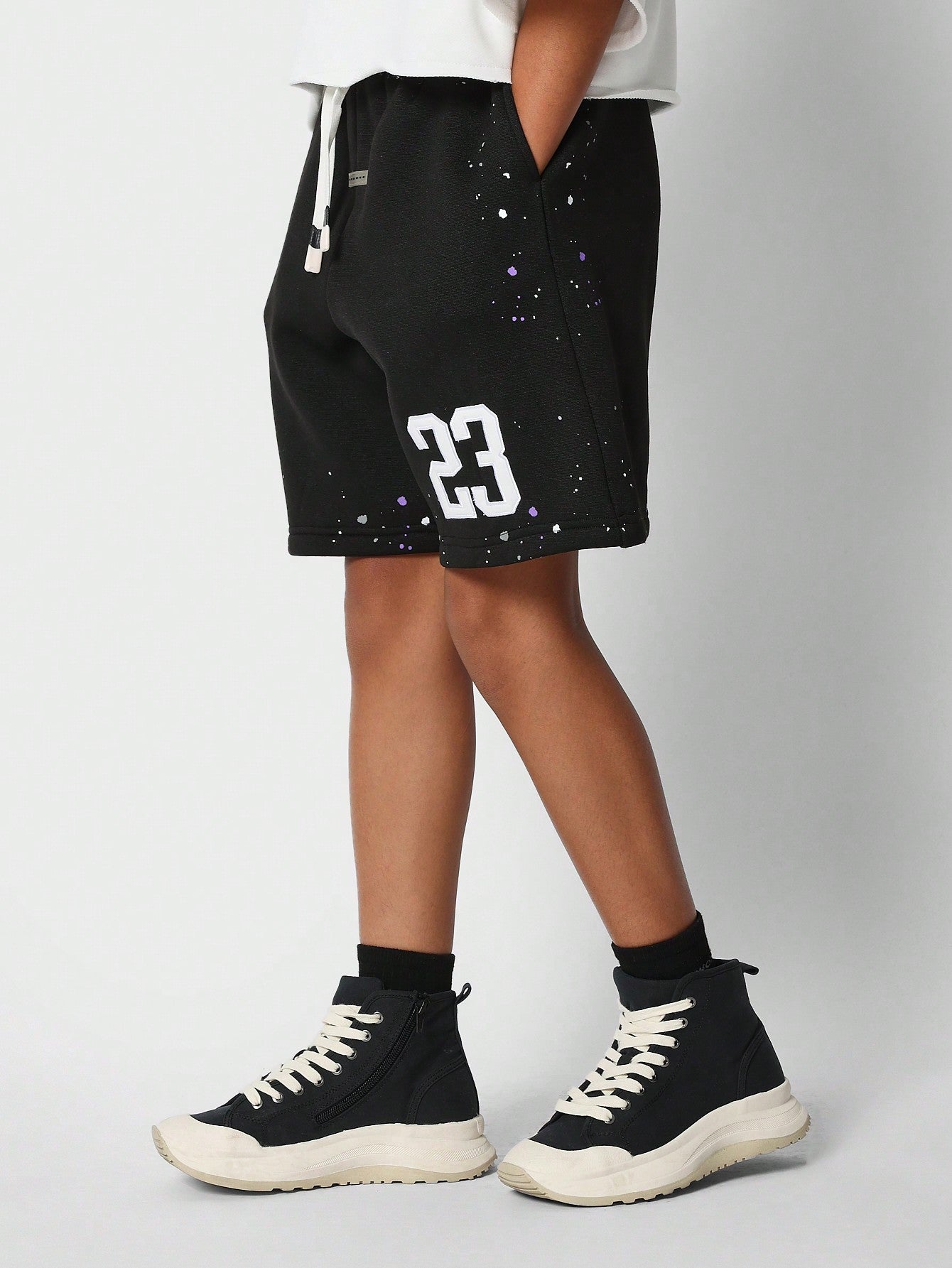 Tween Girls Bermuda Short With Number And Paint Print Back To School