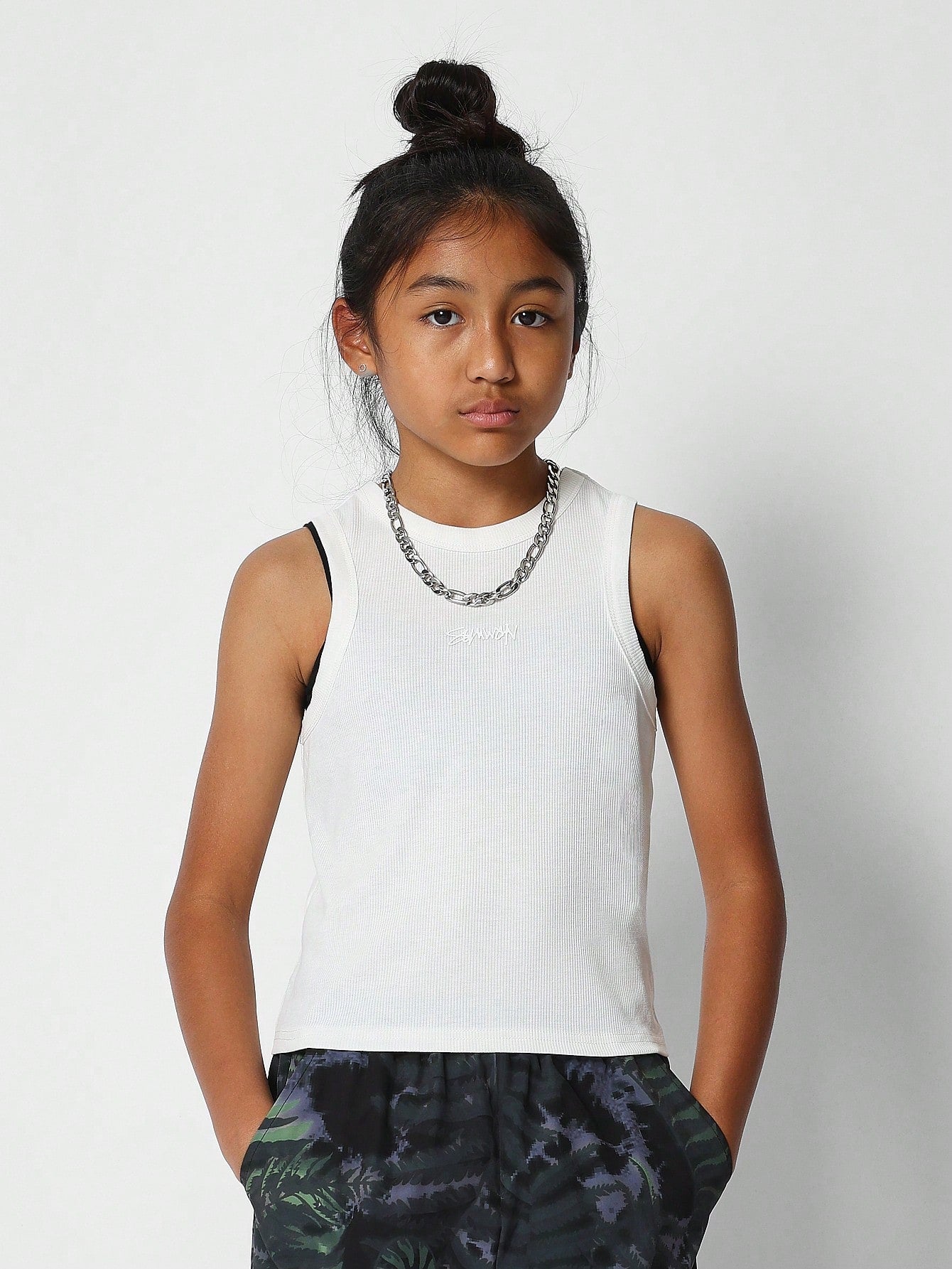 Tween Girls Ribbed Tank Top And Jogger With All Over Print 2 Piece Set Back To School