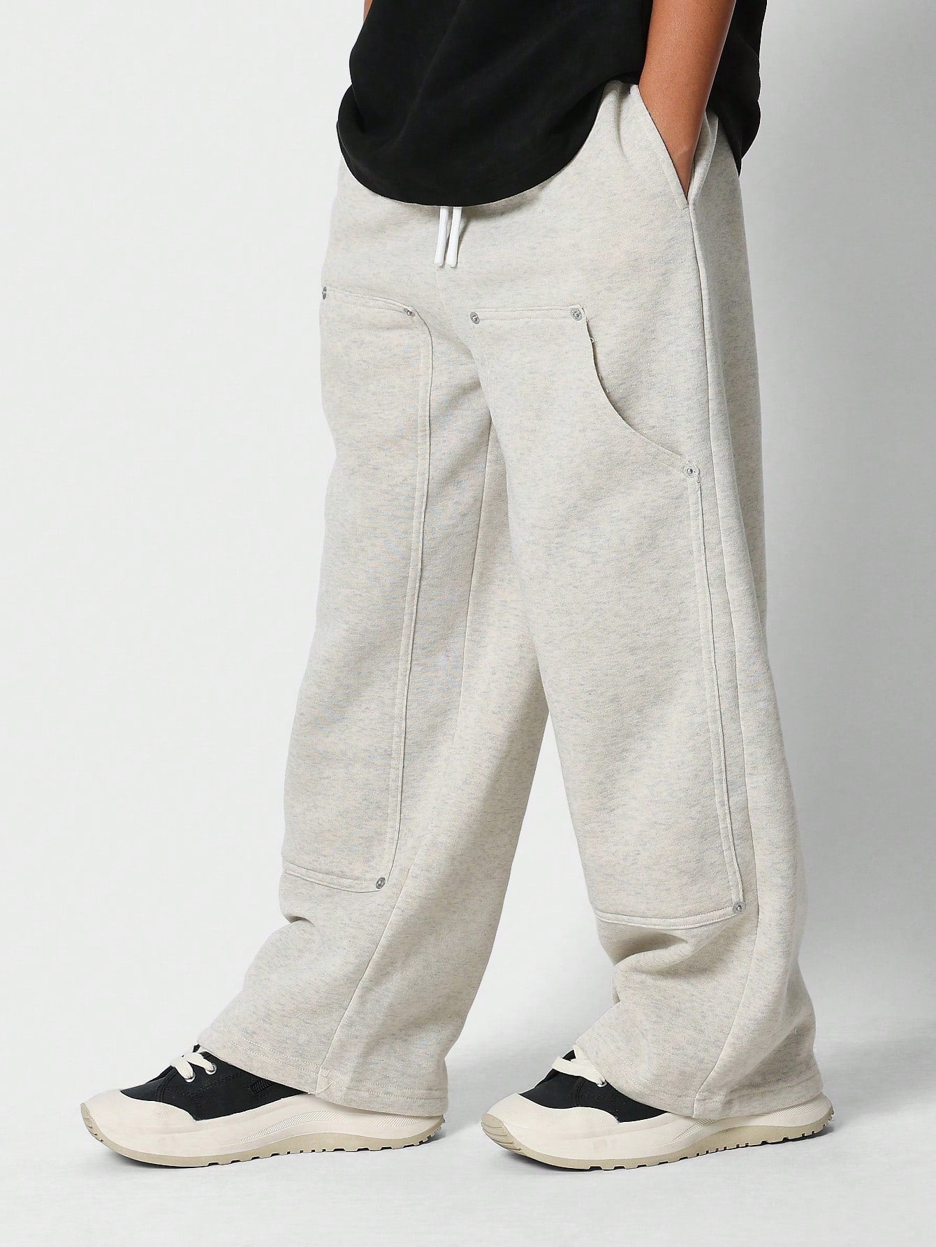 Tween Girls Wide Leg Carpenter Detail Jogger With Rivets