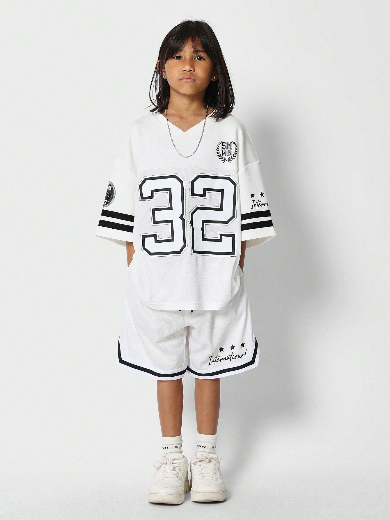 Tween Girls Baseball Jersey Tee With Short 2 Piece Set