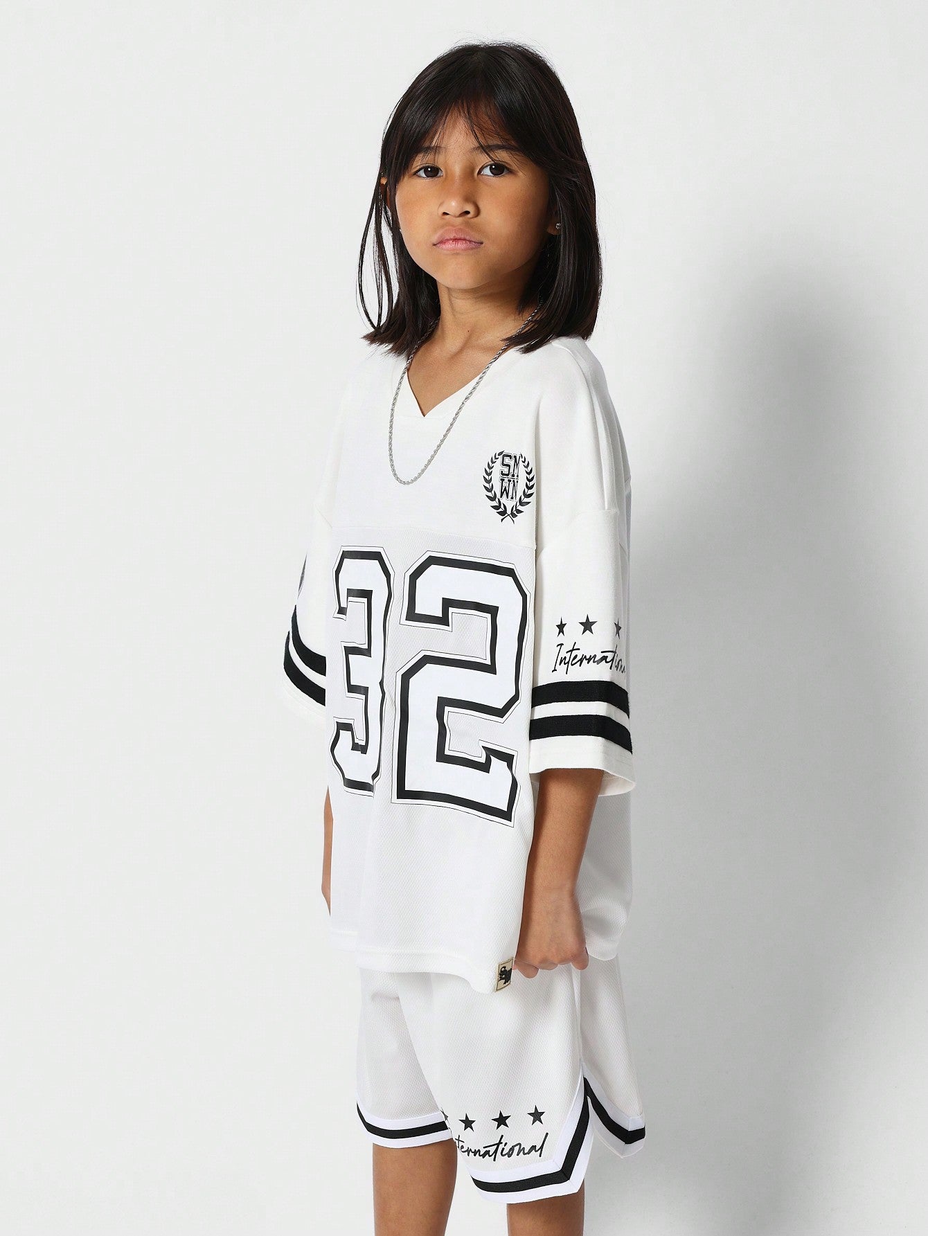 Tween Girls Baseball Jersey Tee With Short 2 Piece Set