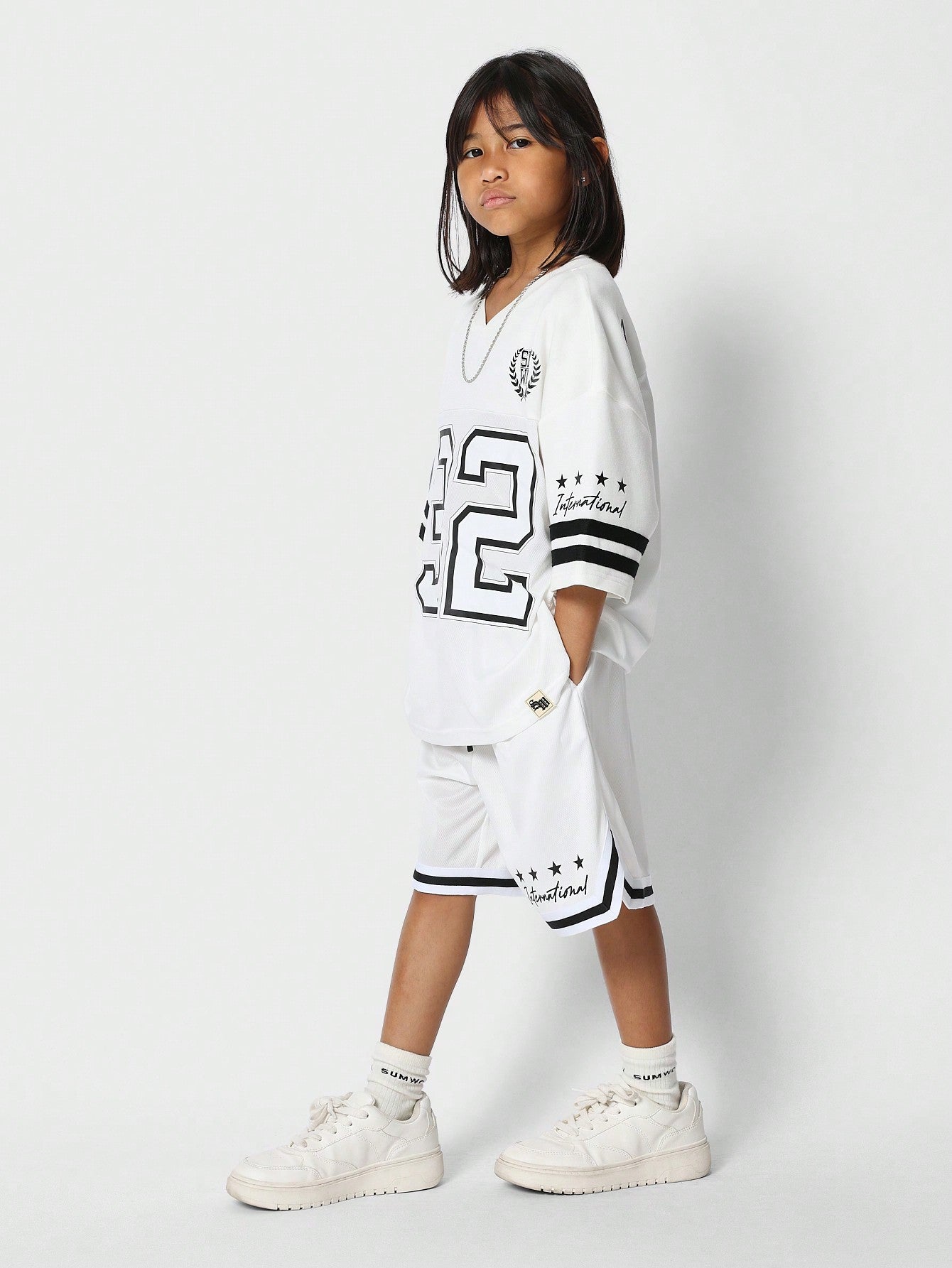 Tween Girls Baseball Jersey Tee With Short 2 Piece Set