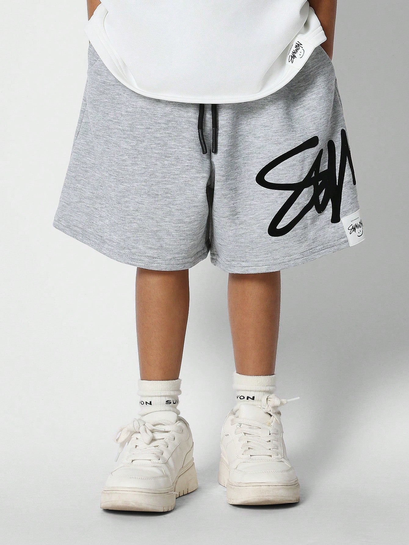 Tween Girl Drop Crotch Short With Letter Print,