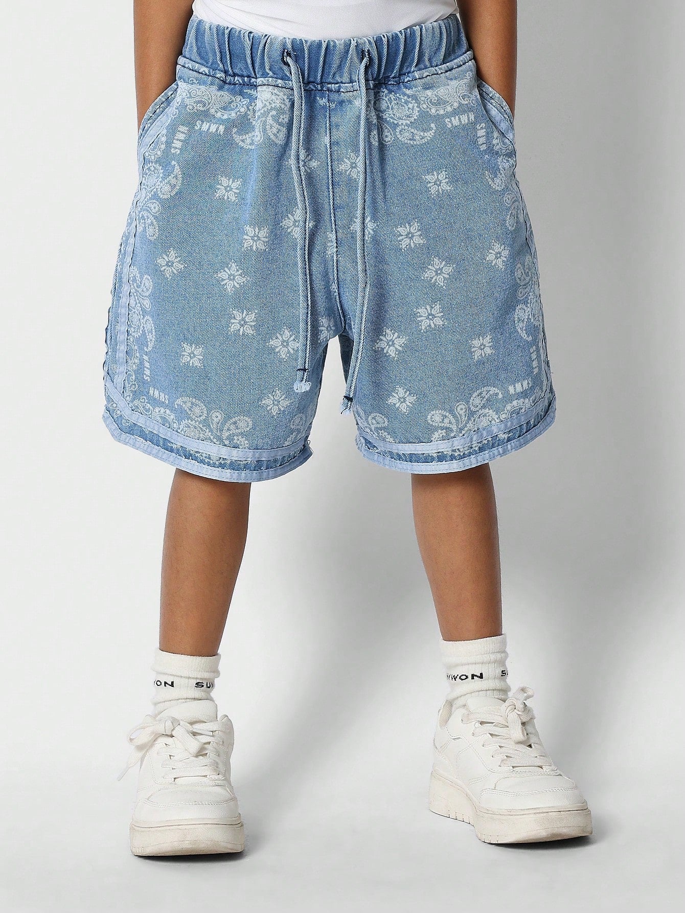 Tween Girls Paisley Denim Baller Short