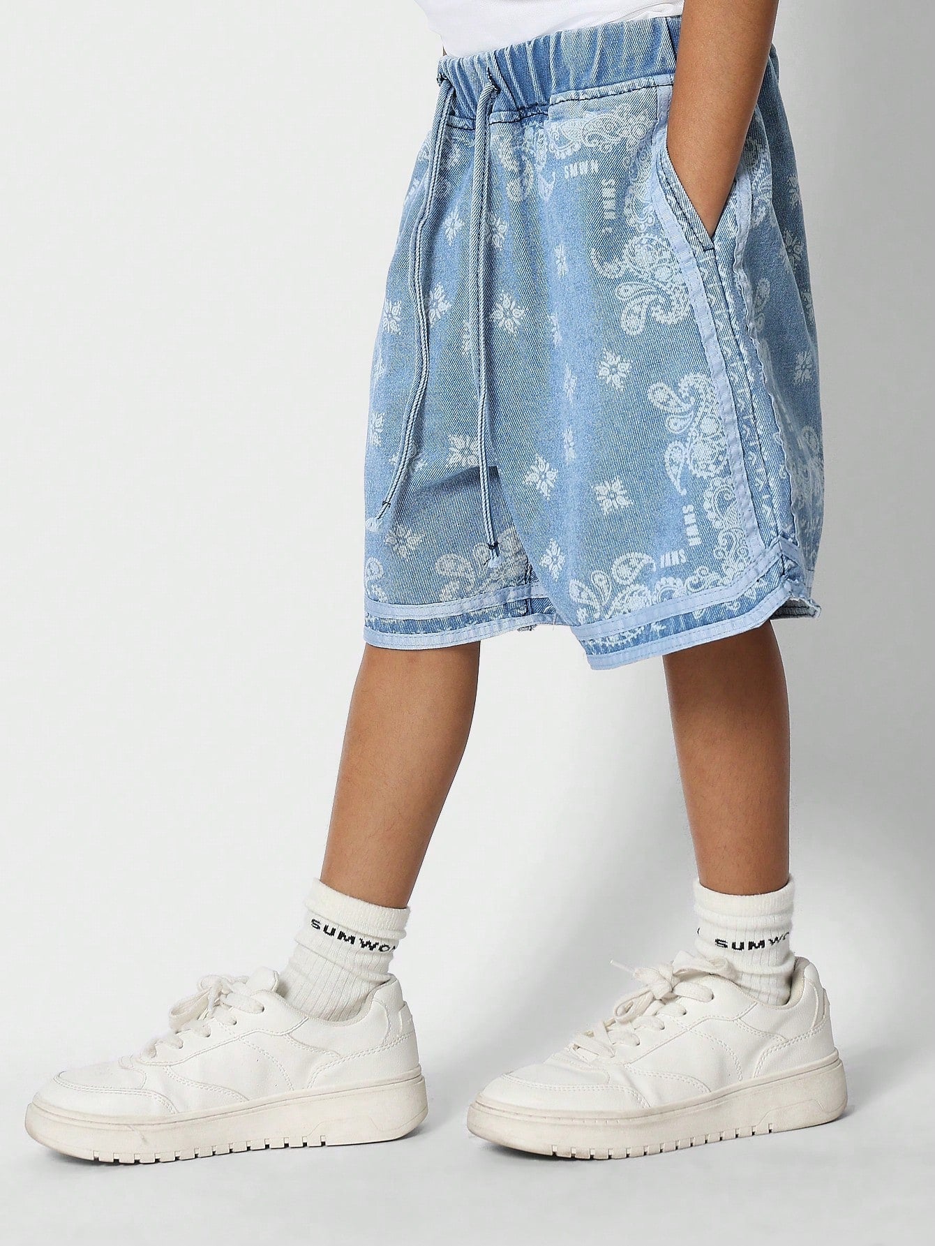 Tween Girls Paisley Denim Baller Short