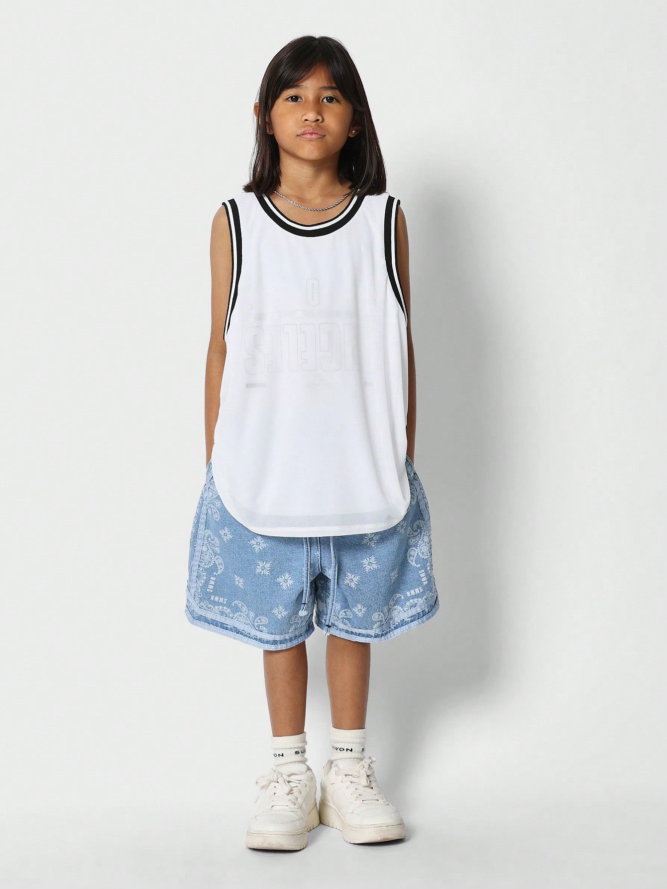 Tween Girls Paisley Denim Baller Short